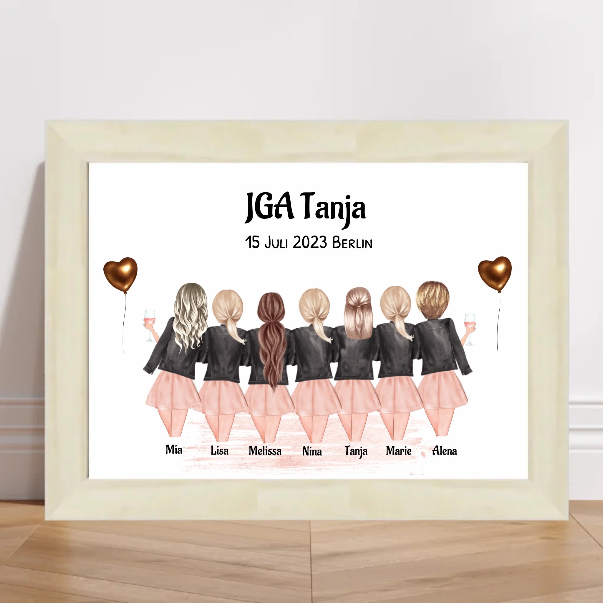 Geschenk 7 Freundinnen Bild JGA personalisiert - Cantty