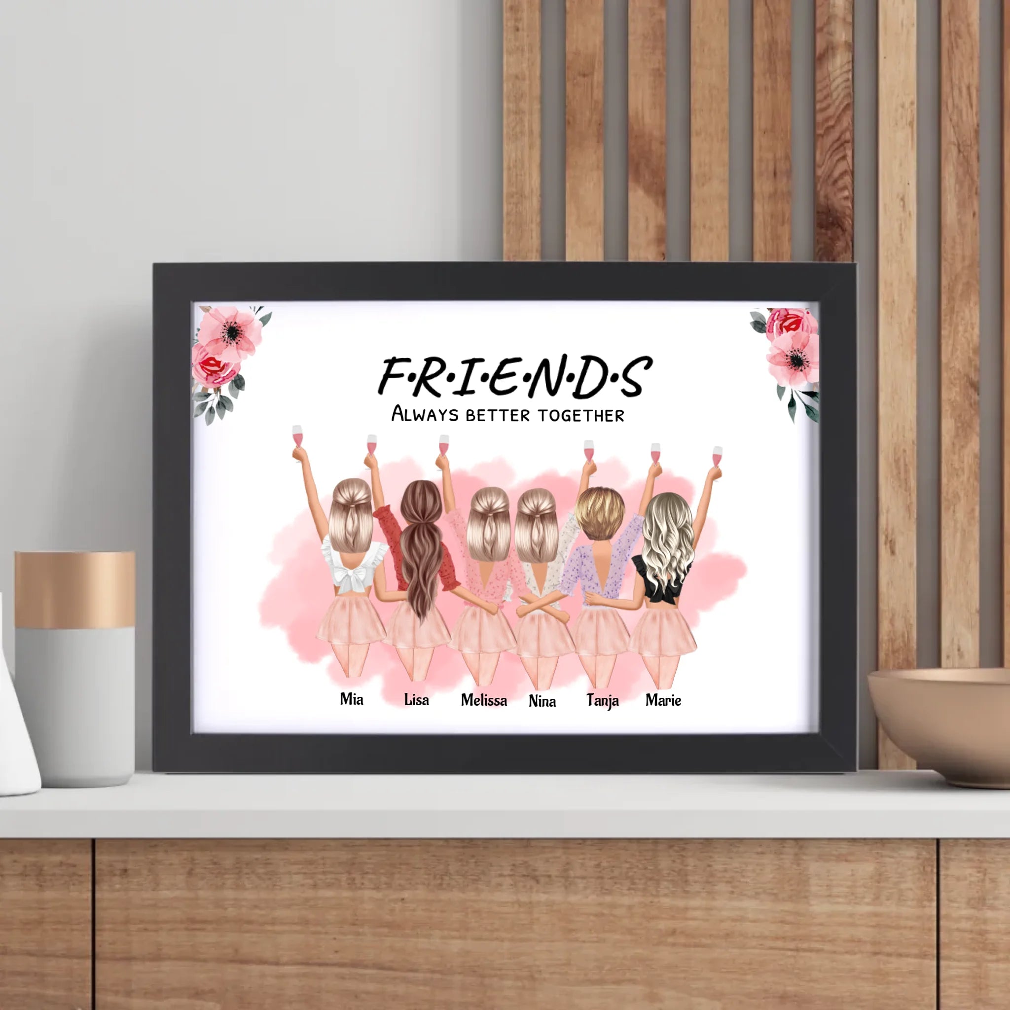 Geschenk 6 Freundinnen Poster personalisiert - Cantty