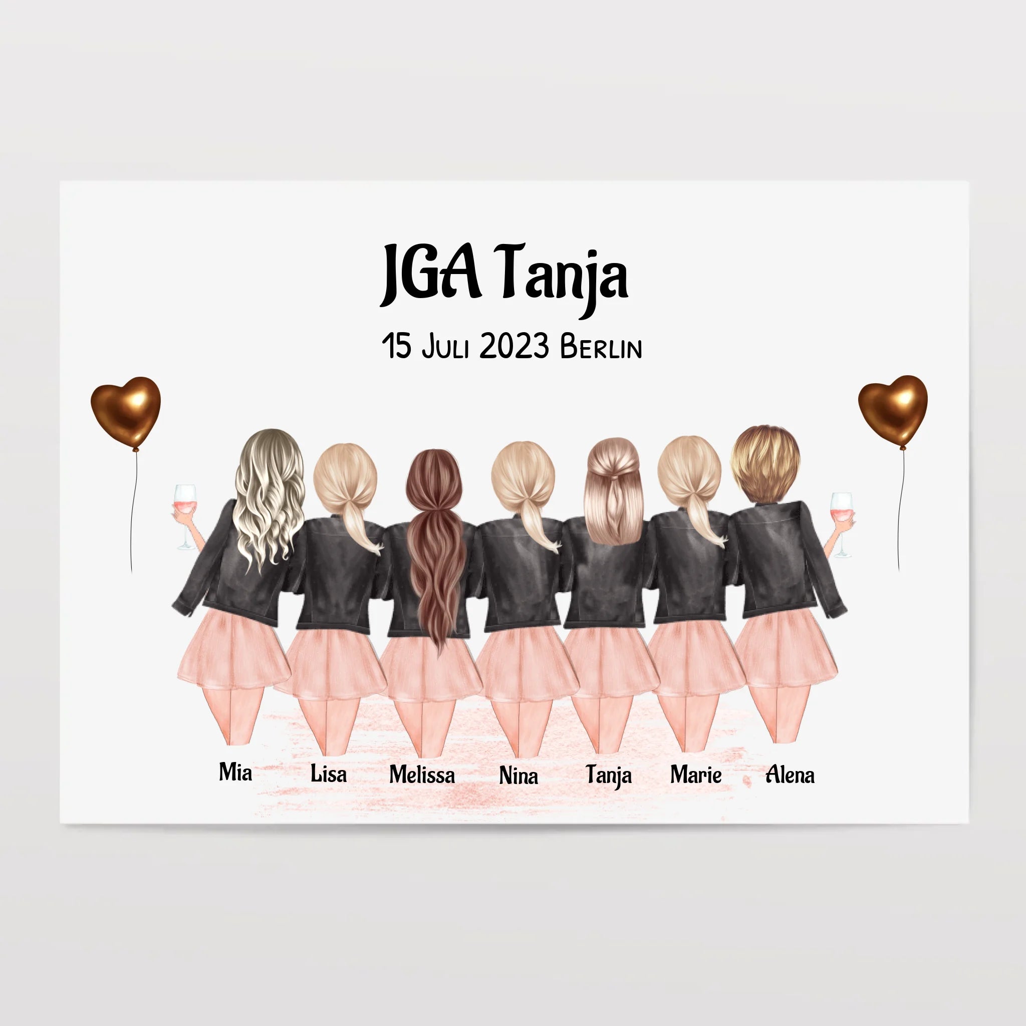Geschenk 7 Freundinnen Bild JGA personalisiert - Cantty