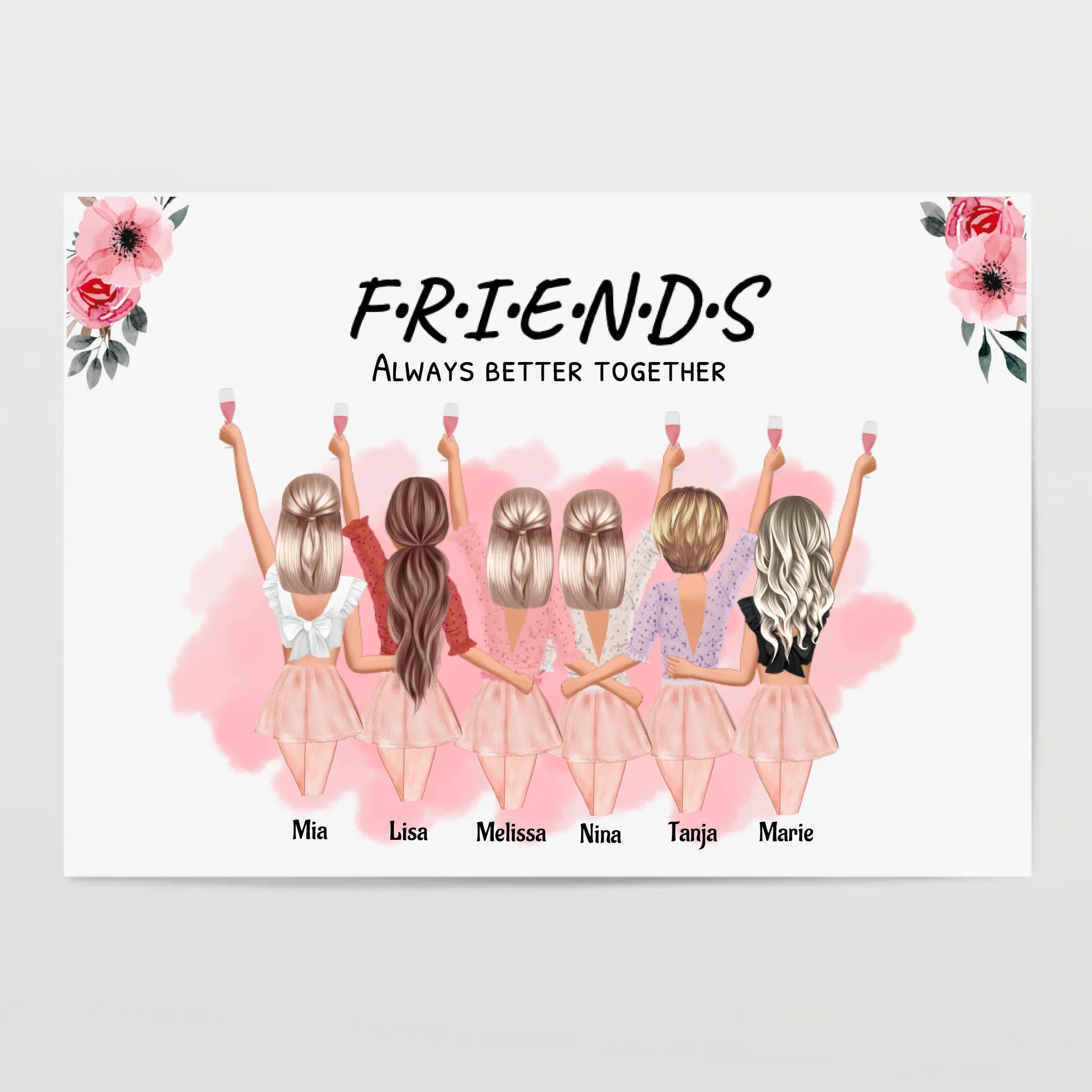 Geschenk 6 Freundinnen Poster personalisiert - Cantty