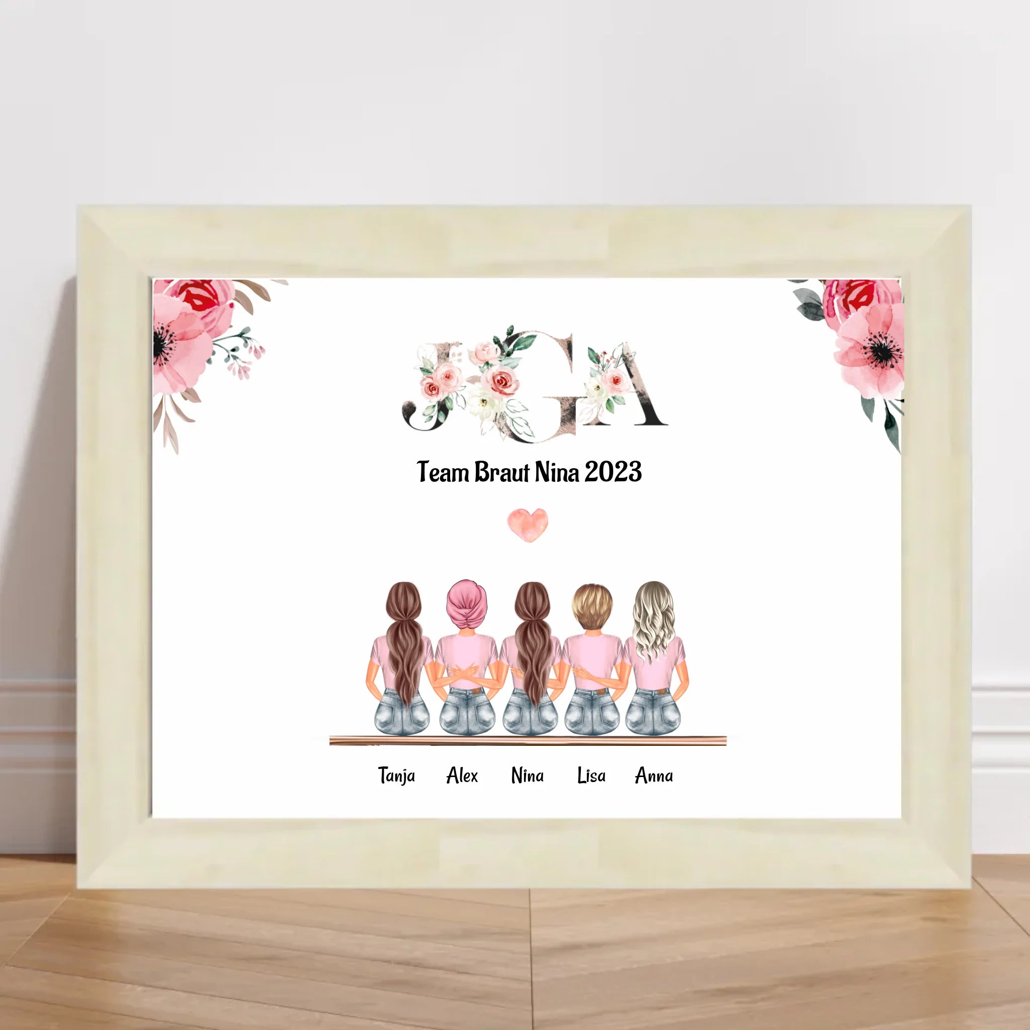 5 Freundinnen Bild Geburtstag & JGA Geschenk personalisiert - Cantty