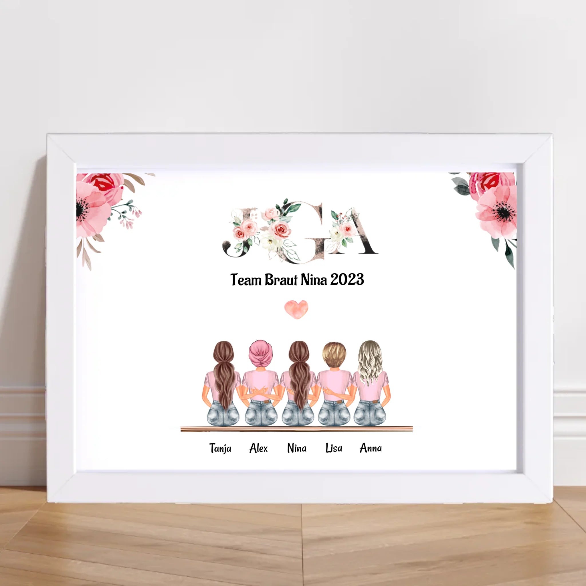 5 Freundinnen Bild Geburtstag & JGA Geschenk personalisiert - Cantty