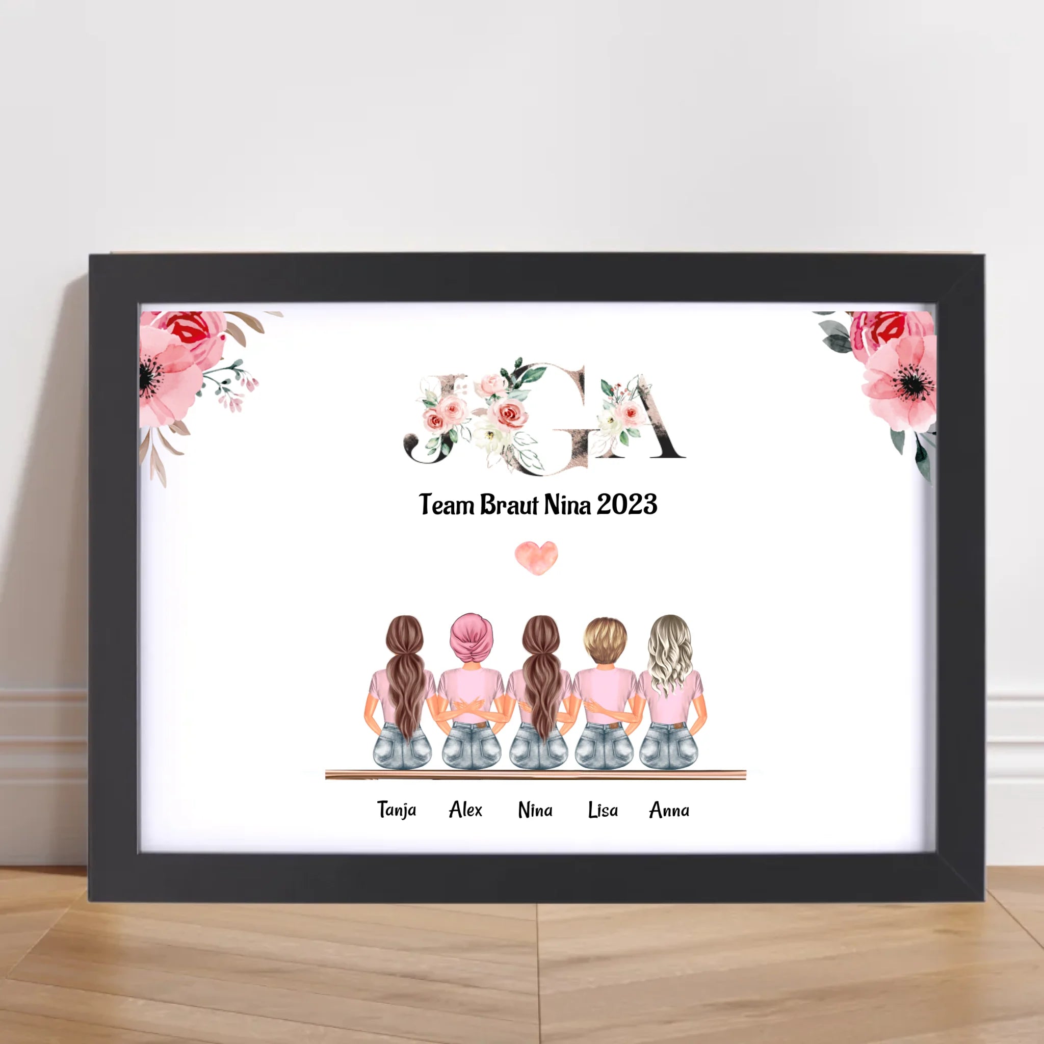 5 Freundinnen Bild Geburtstag & JGA Geschenk personalisiert - Cantty