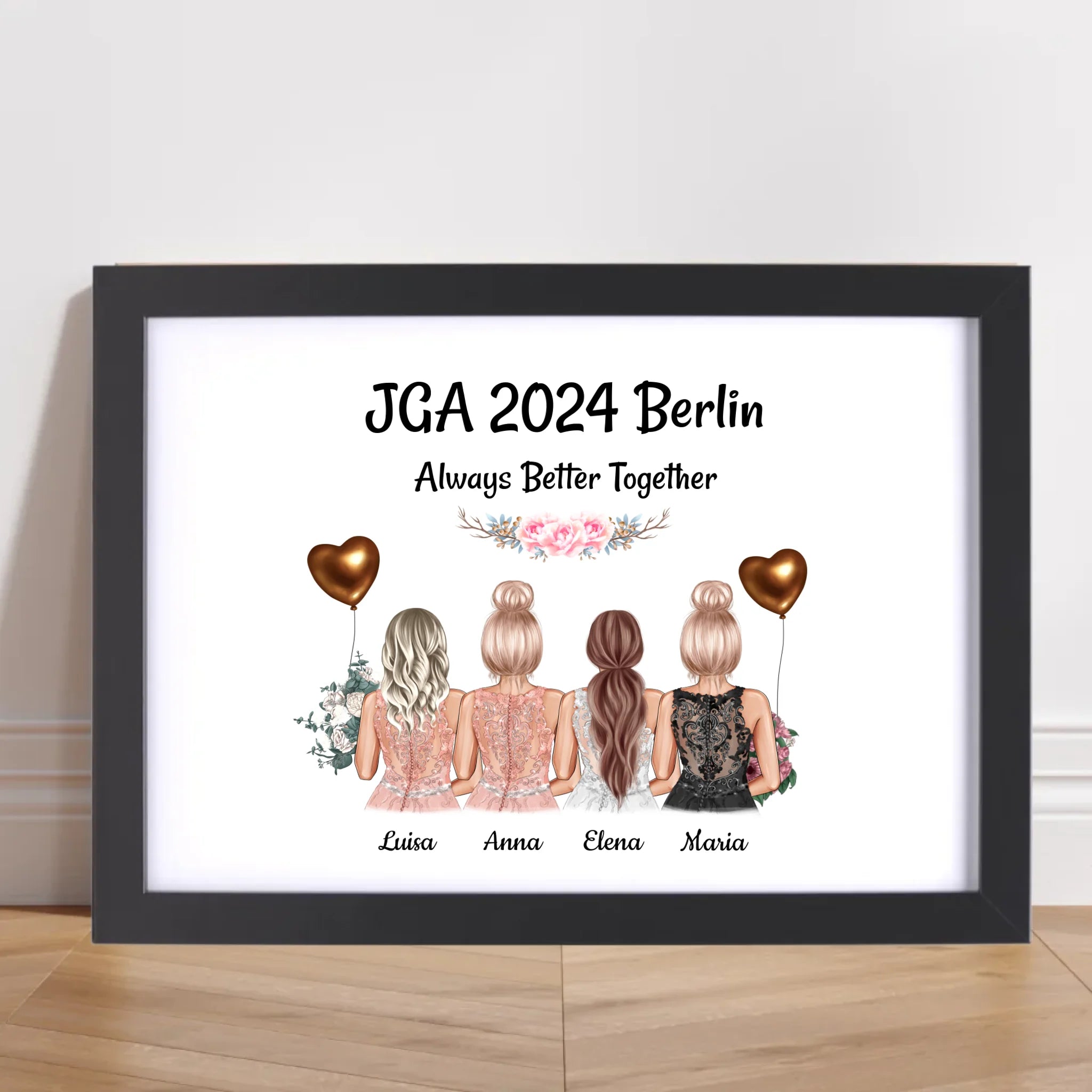 4 Freundinnen JGA Poster Geschenk mit Namen & Spruch - Cantty