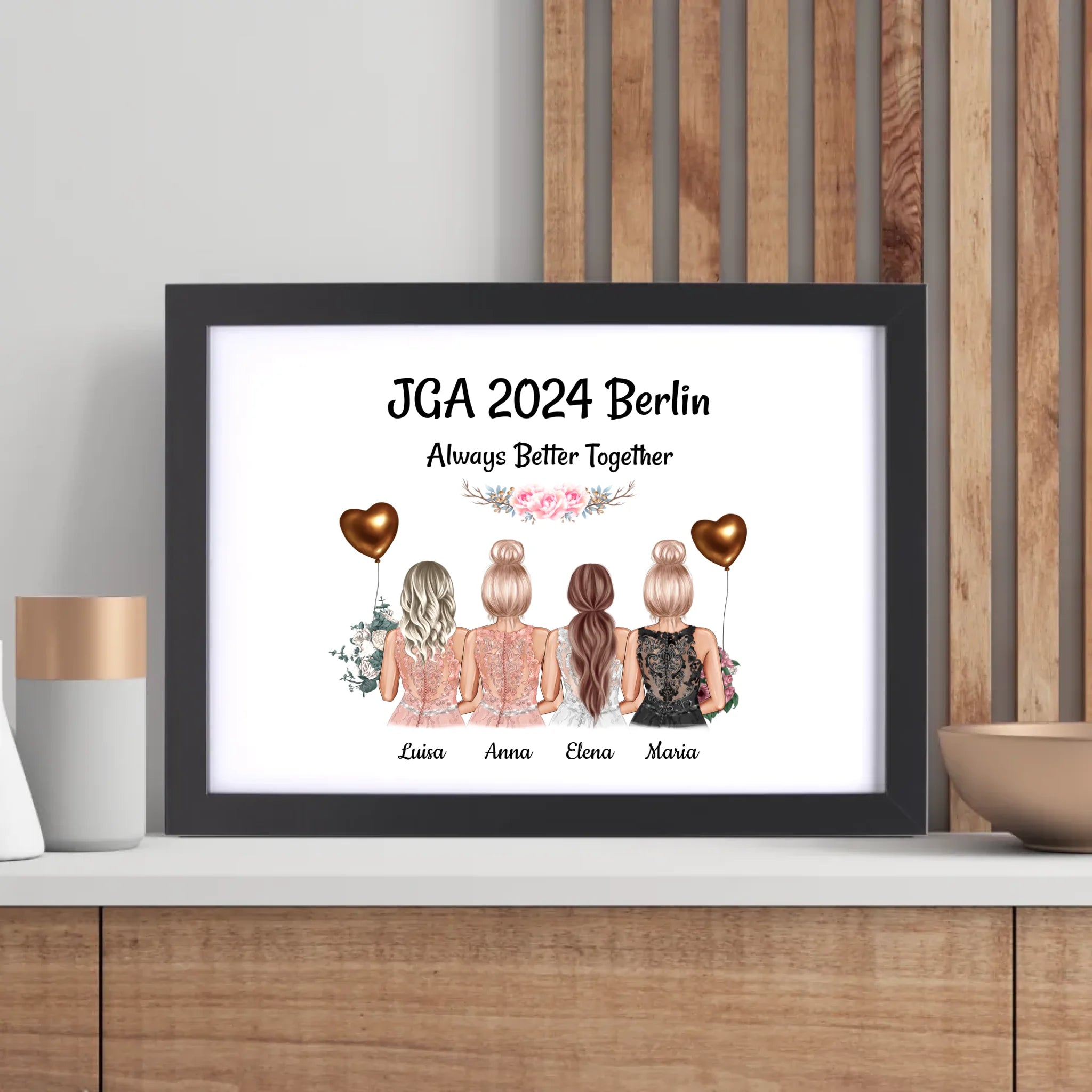 4 Freundinnen JGA Poster Geschenk mit Namen & Spruch - Cantty