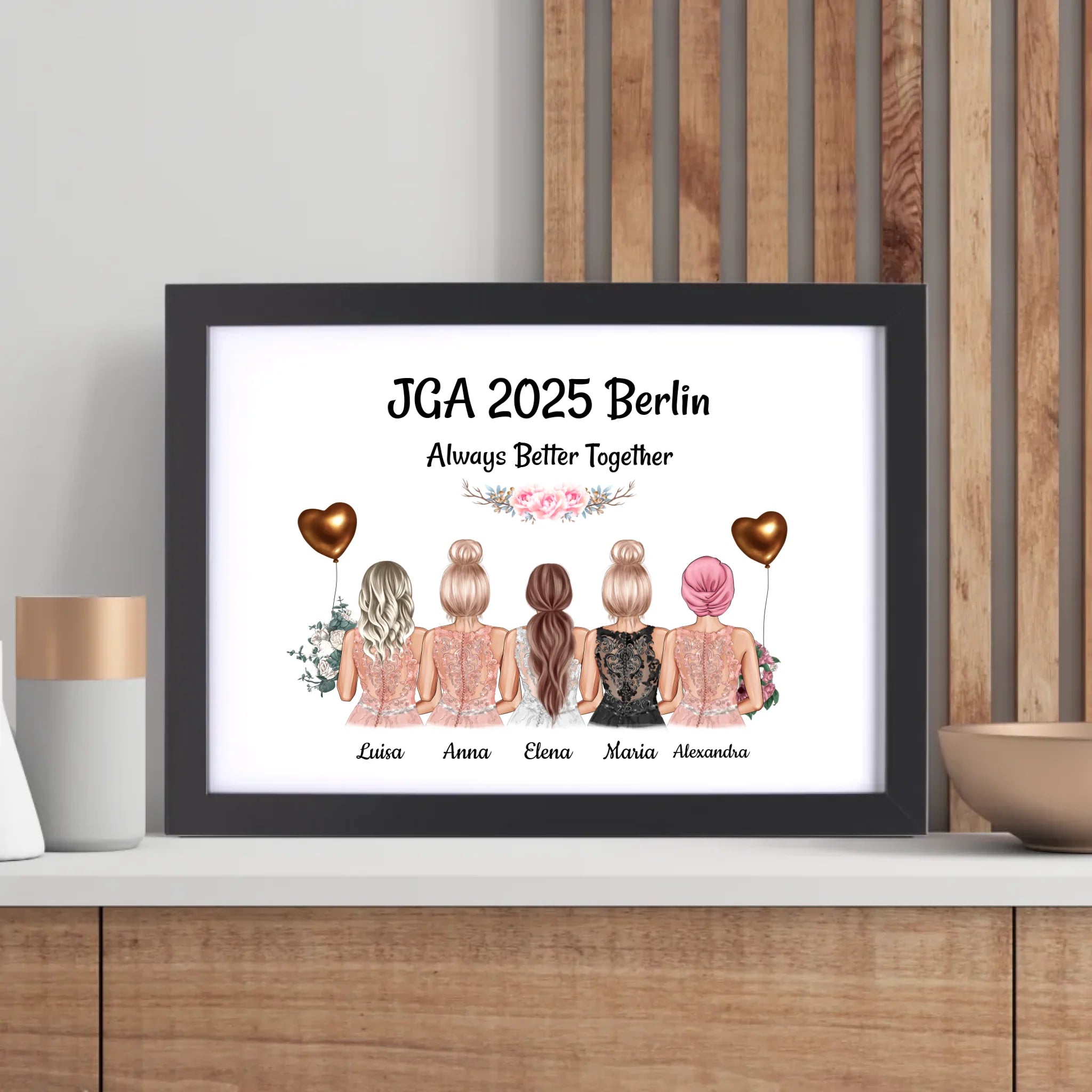 5 Freundinnen Poster zum Junggesellinnenabschied - Cantty