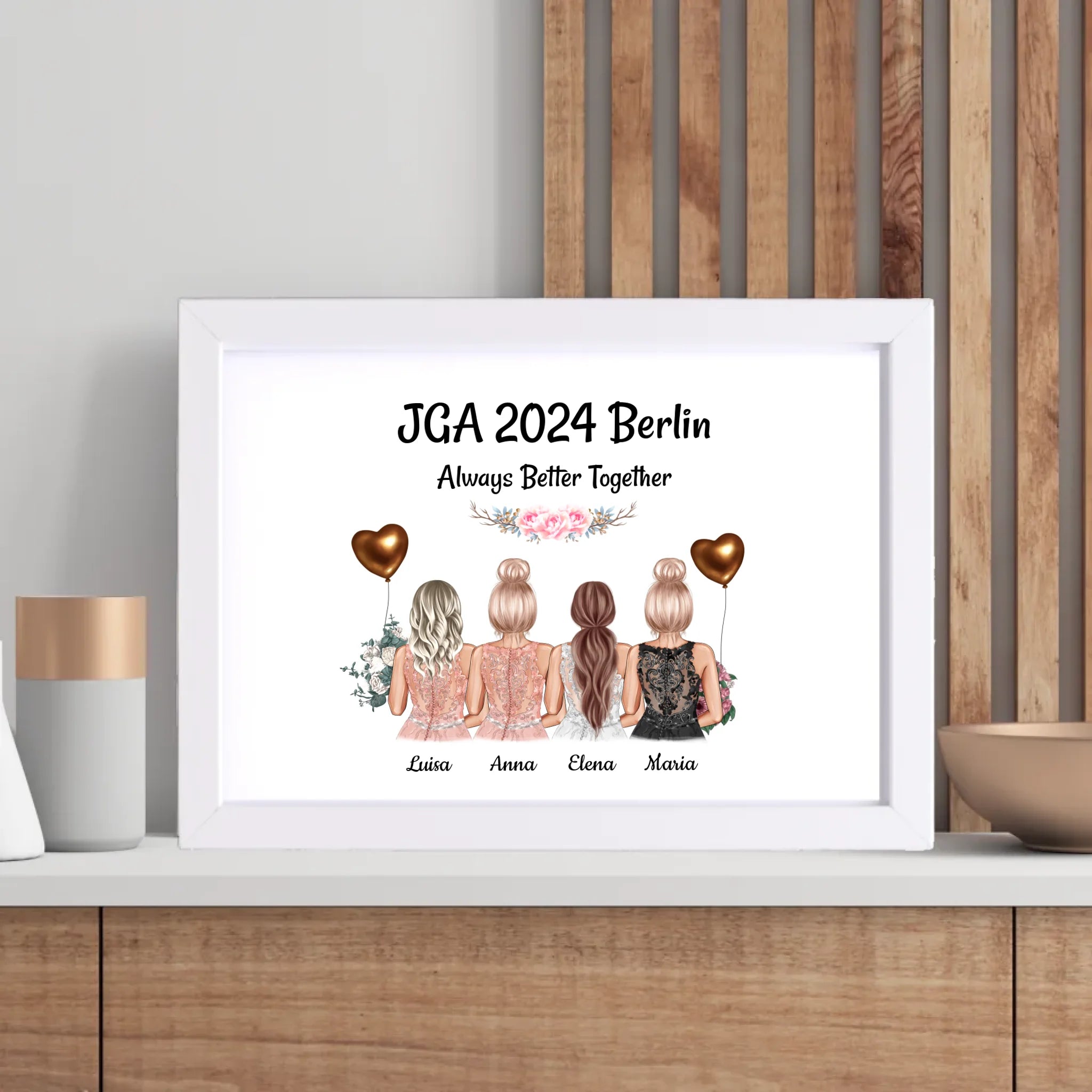 4 Freundinnen JGA Poster Geschenk mit Namen & Spruch - Cantty
