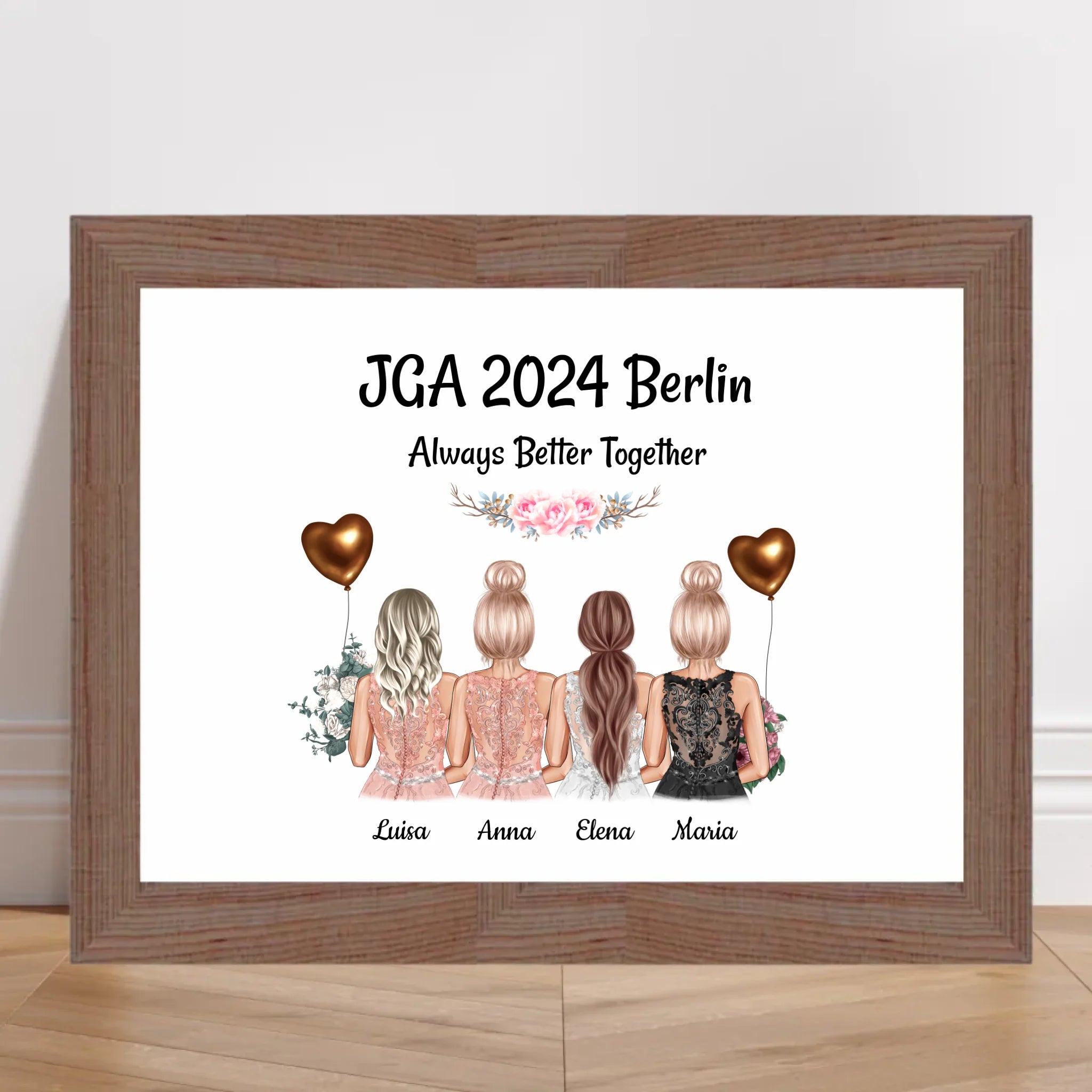 4 Freundinnen JGA Poster Geschenk mit Namen & Spruch - Cantty