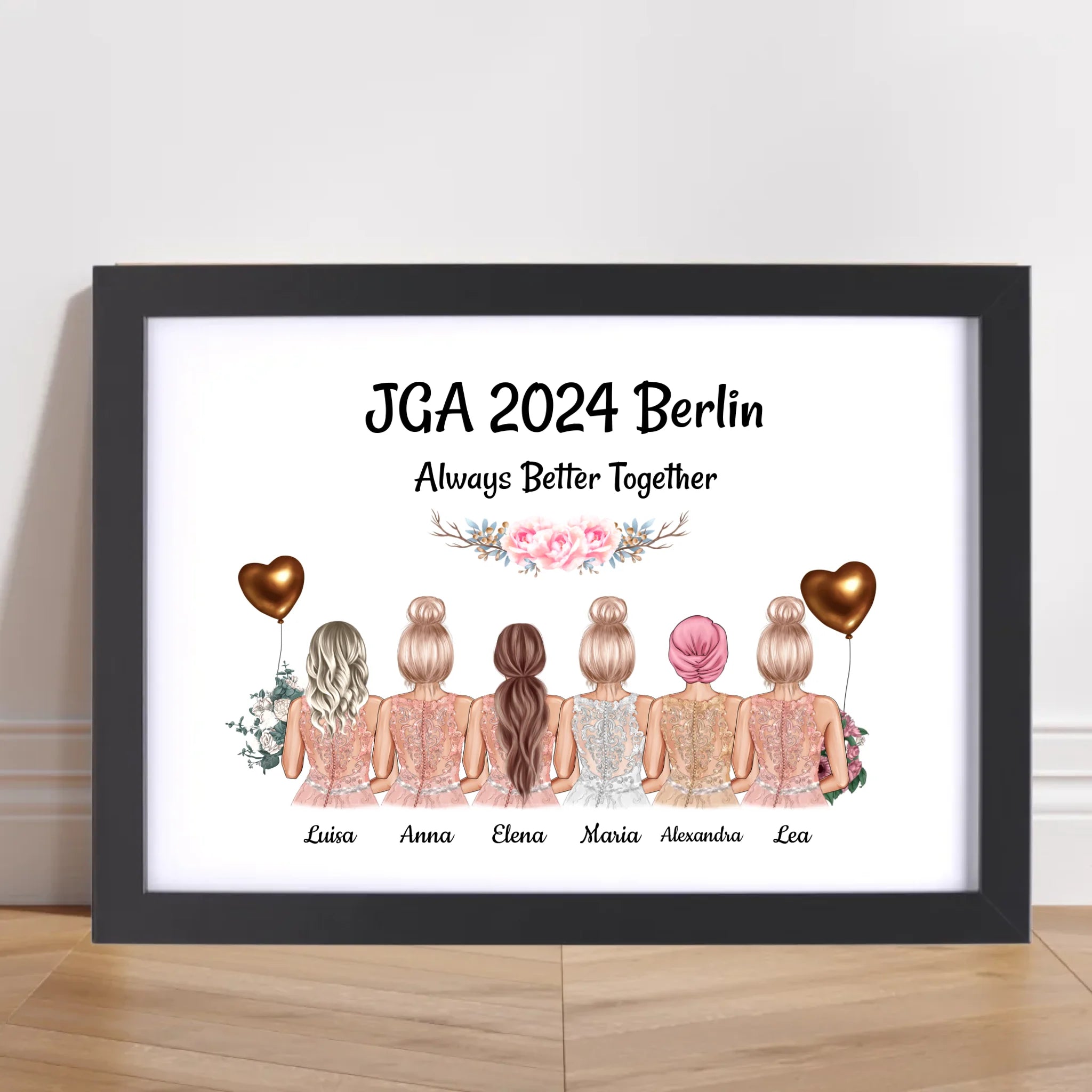 JGA Poster 6 Freundinnen mit Namen - Cantty