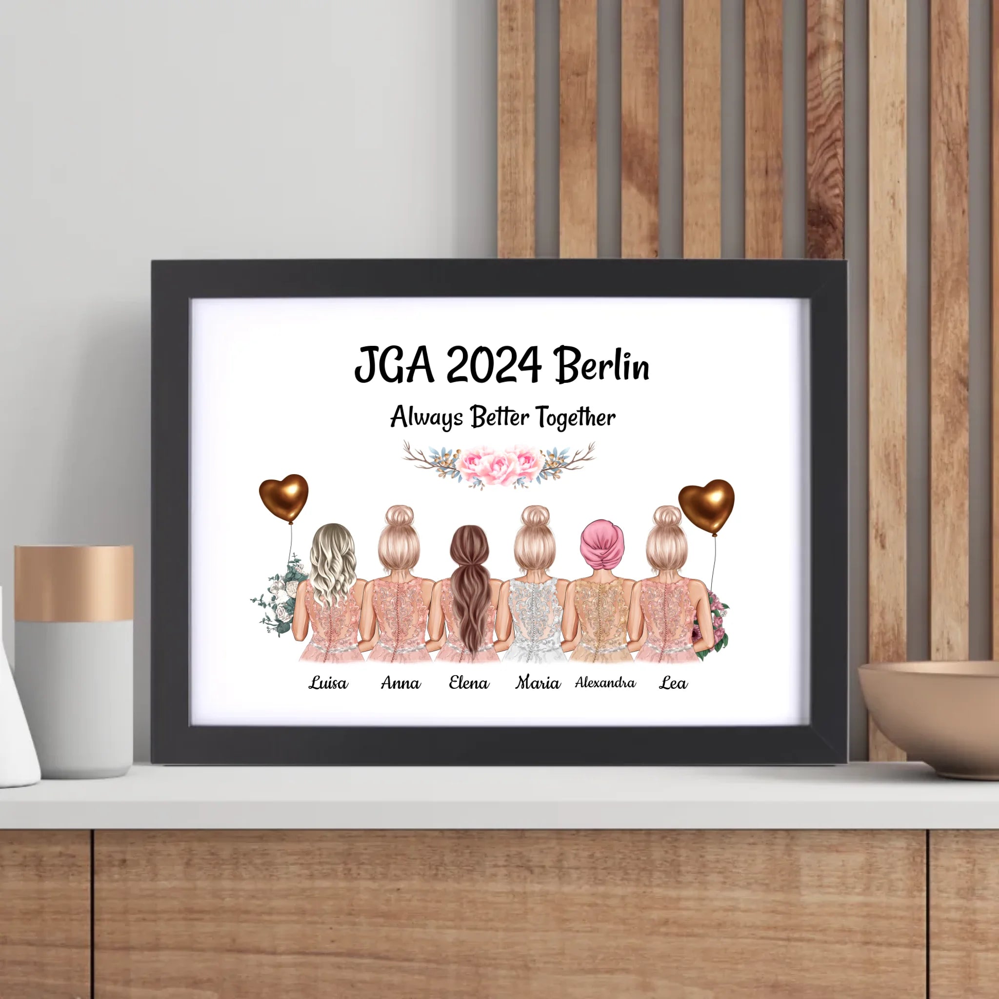 JGA Poster 6 Freundinnen mit Namen - Cantty