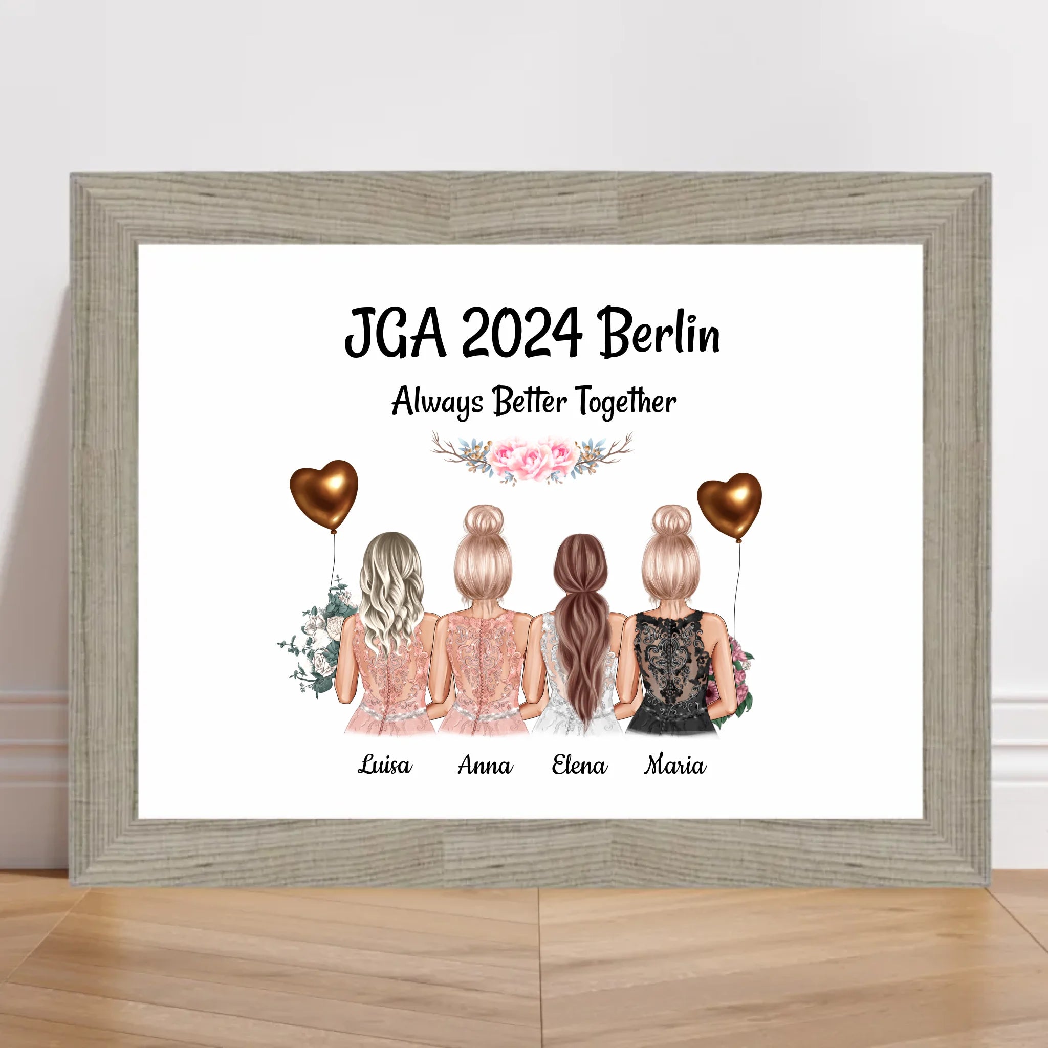4 Freundinnen JGA Poster Geschenk mit Namen & Spruch - Cantty