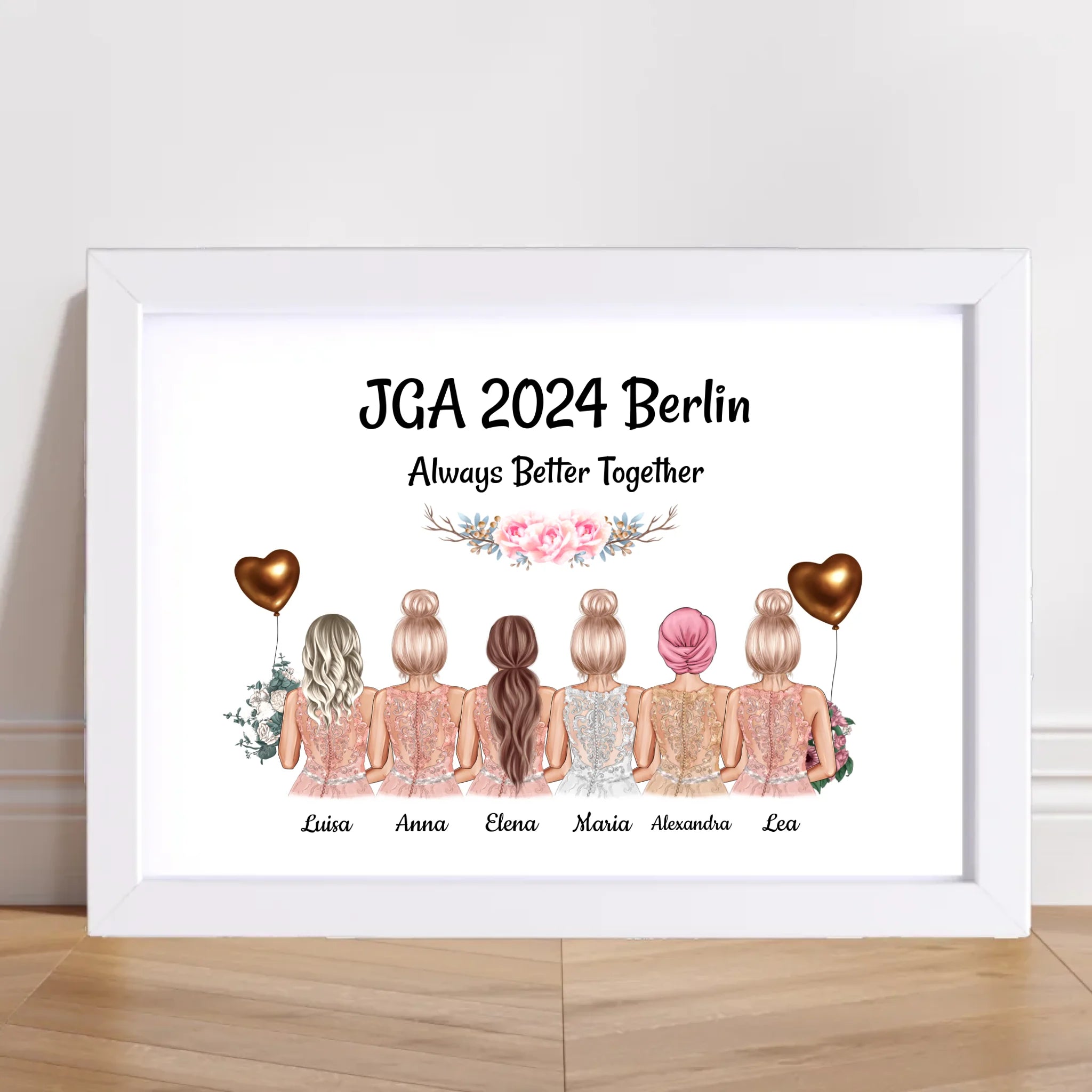 JGA Poster 6 Freundinnen mit Namen - Cantty