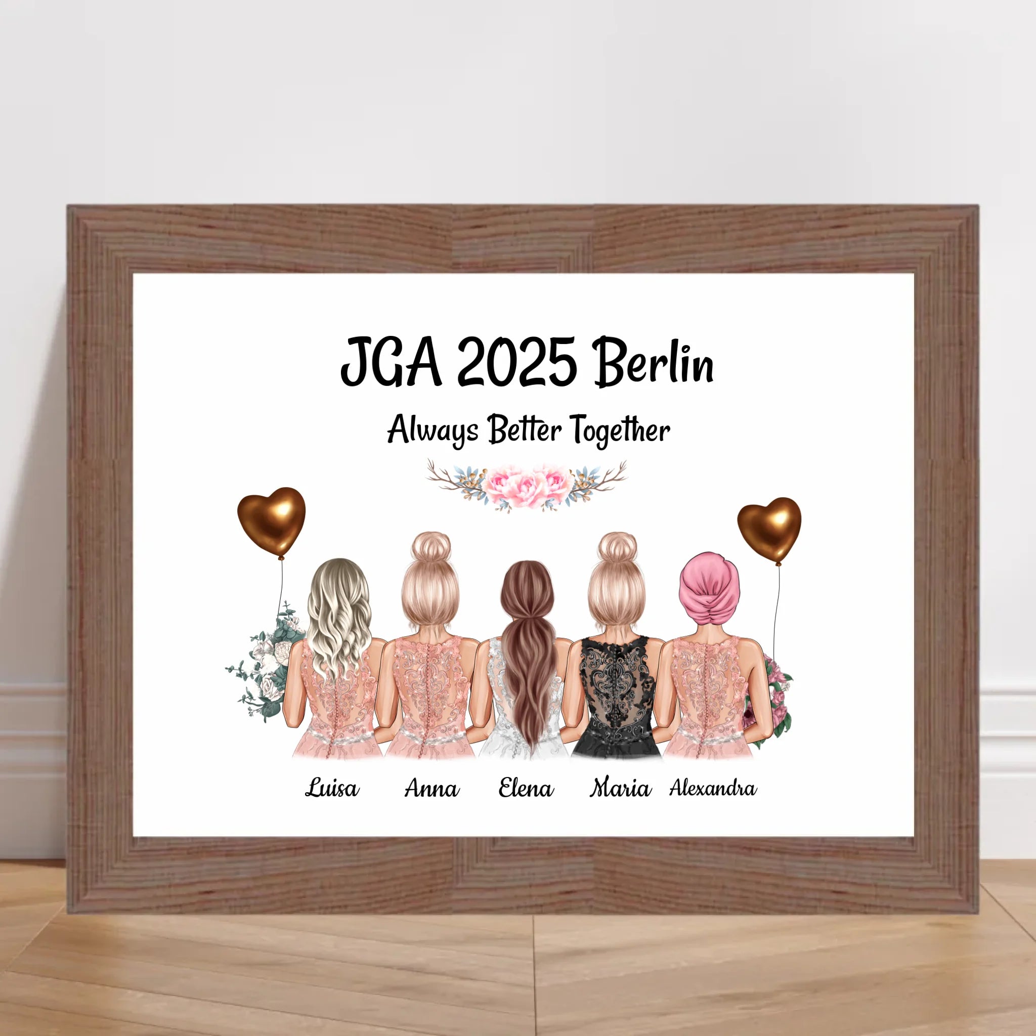 5 Freundinnen Poster zum Junggesellinnenabschied - Cantty