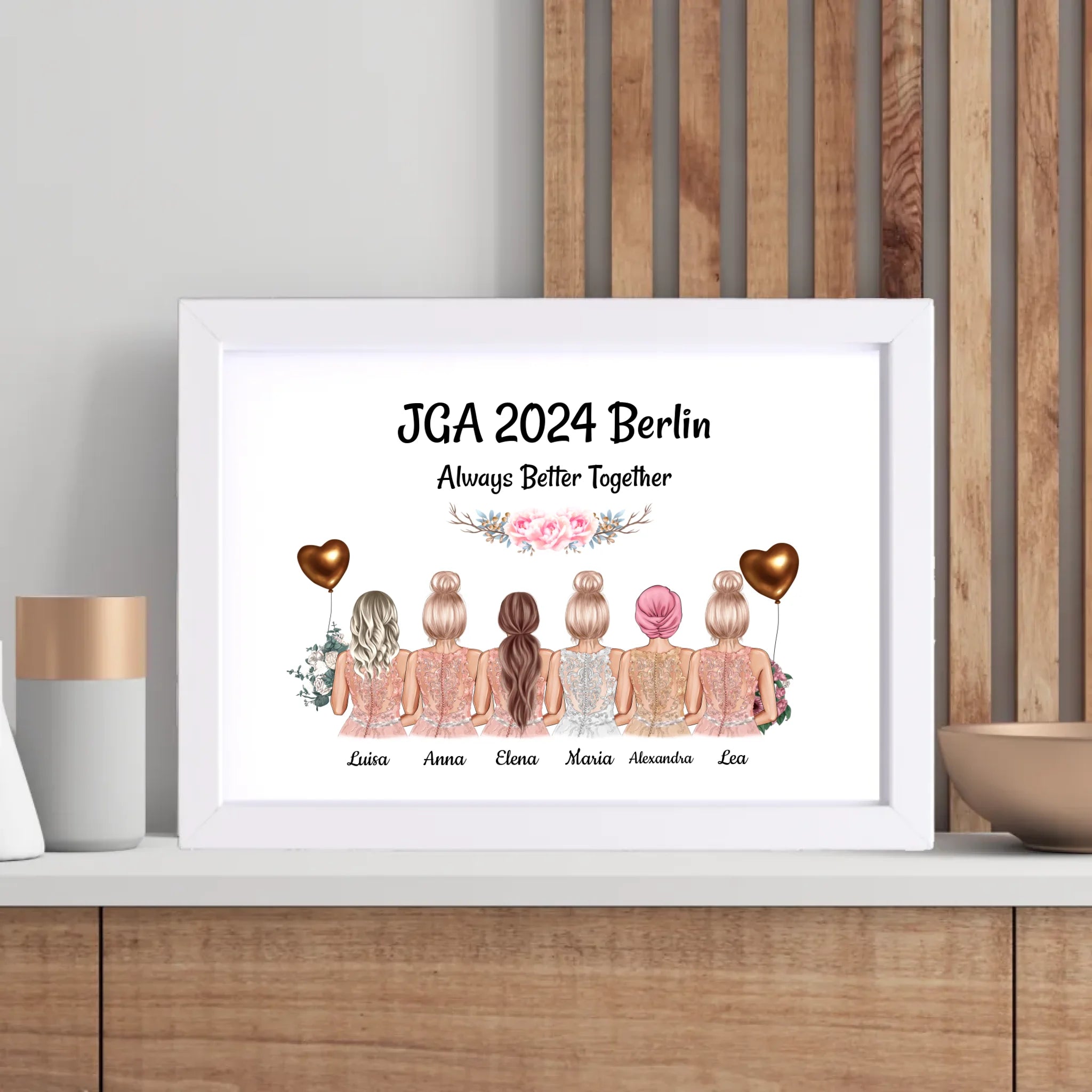 JGA Poster 6 Freundinnen mit Namen - Cantty