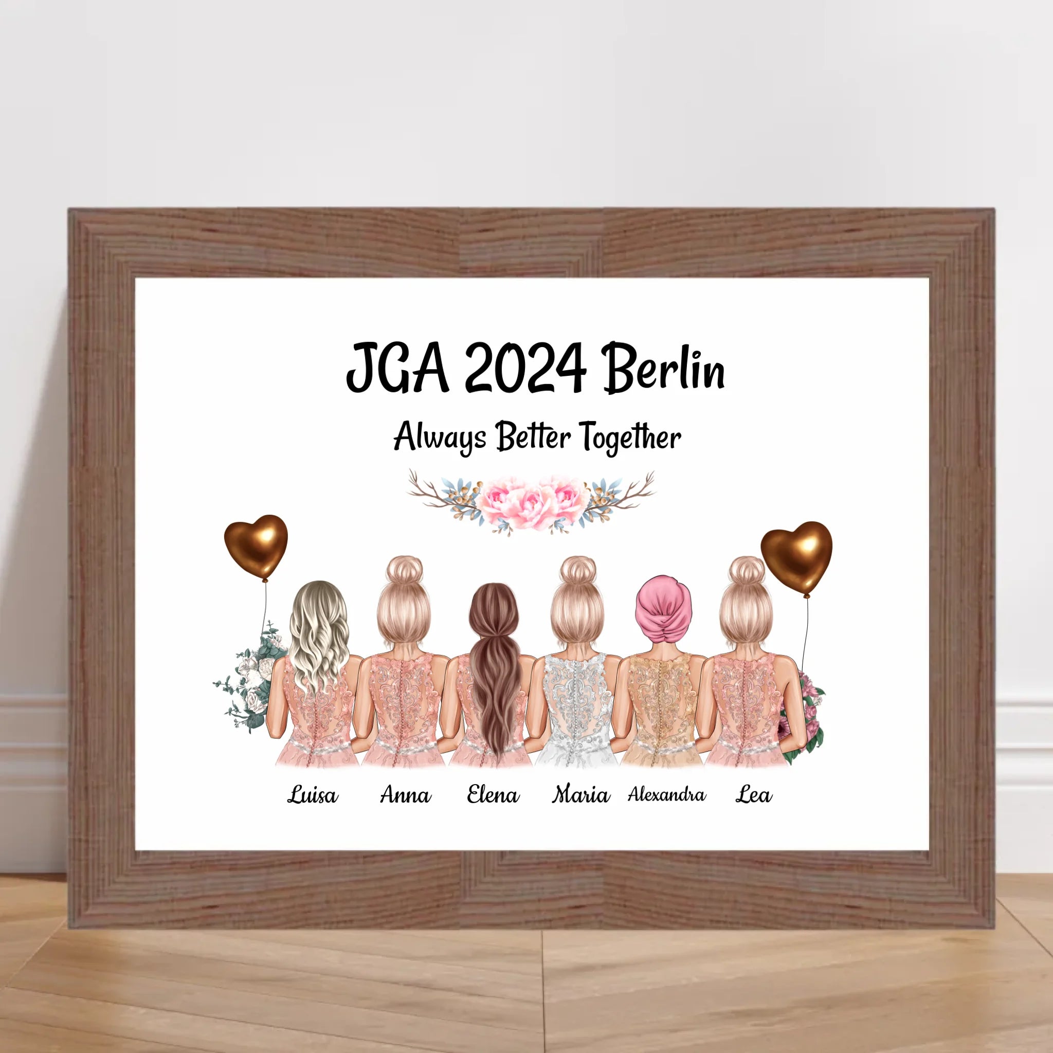 JGA Poster 6 Freundinnen mit Namen - Cantty