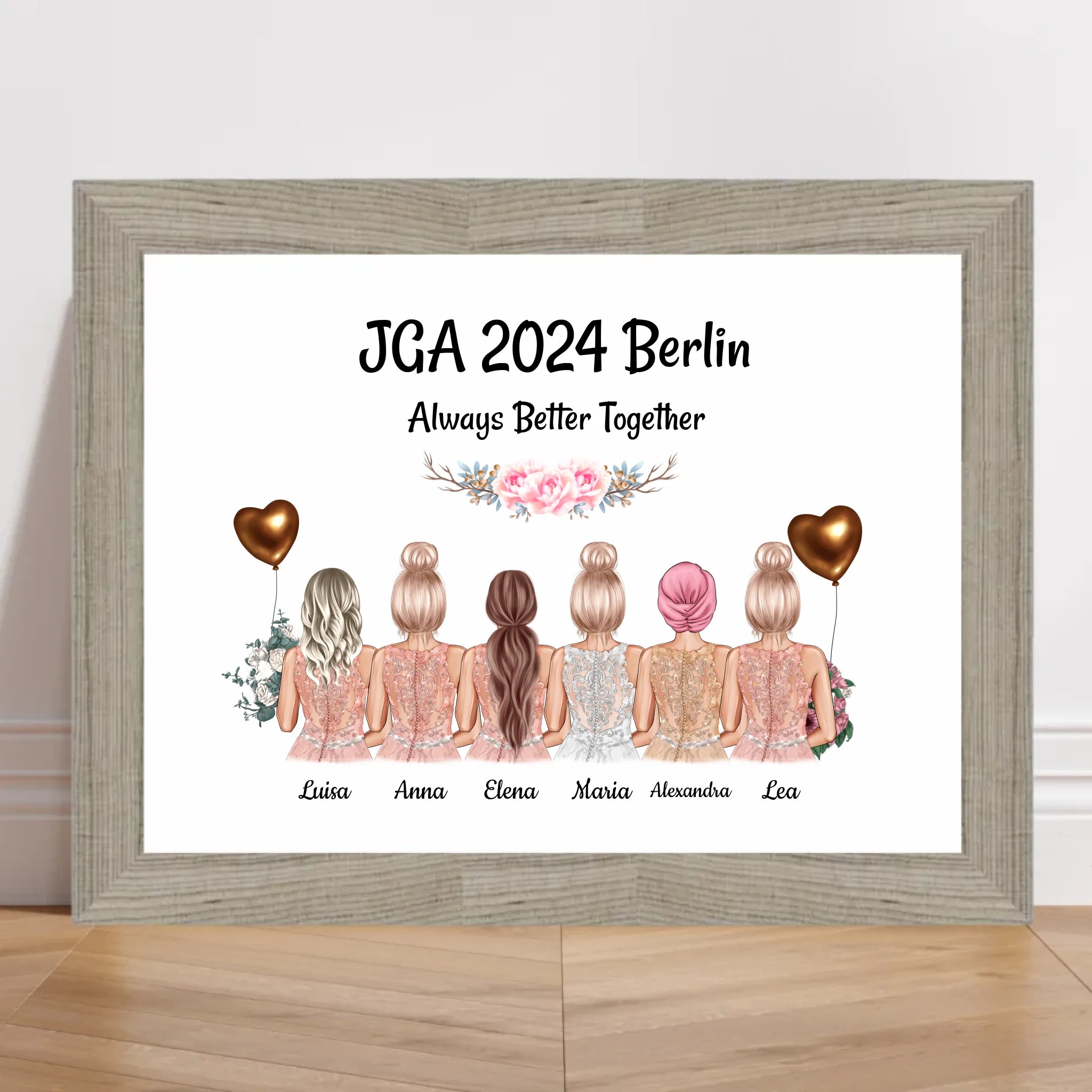 JGA Poster 6 Freundinnen mit Namen - Cantty