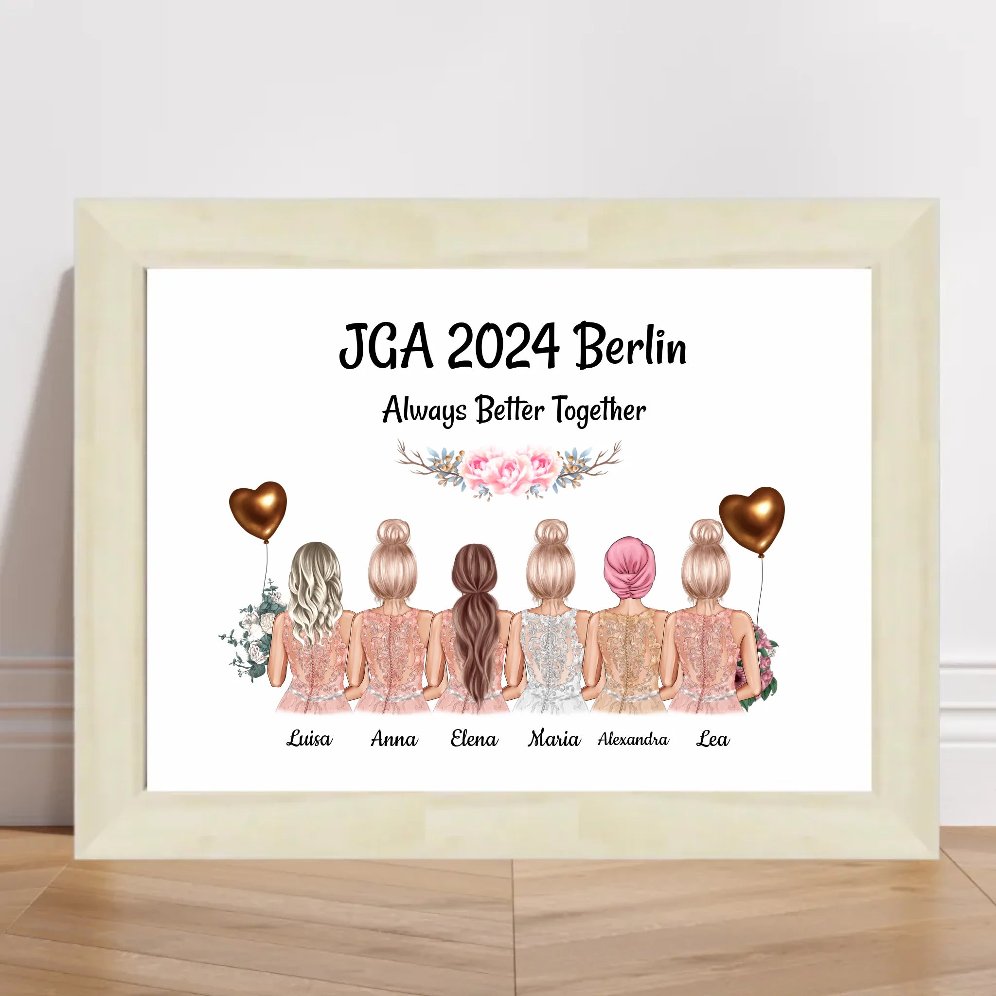 JGA Poster 6 Freundinnen mit Namen - Cantty