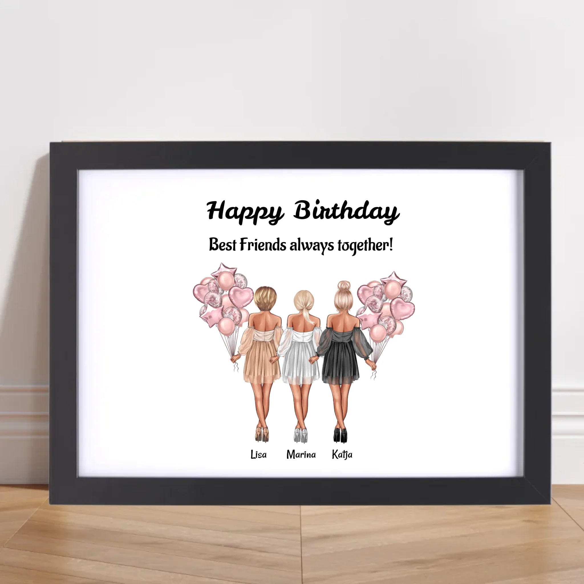 Geschenk Poster für 3 Freundinnen personalisiert - Cantty