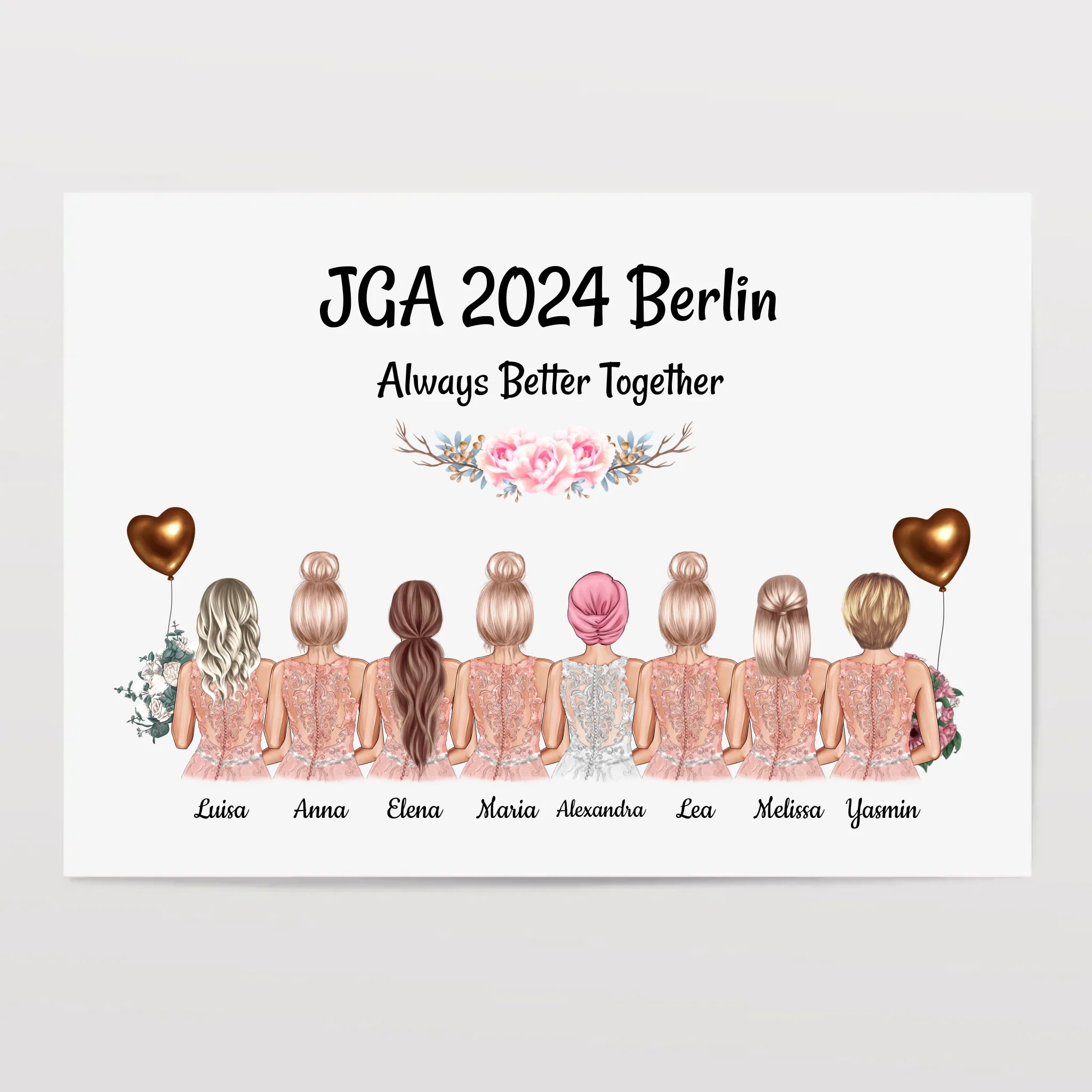 Geschenk 8 Freundinnen JGA Poster individuell selber gestalten - Cantty