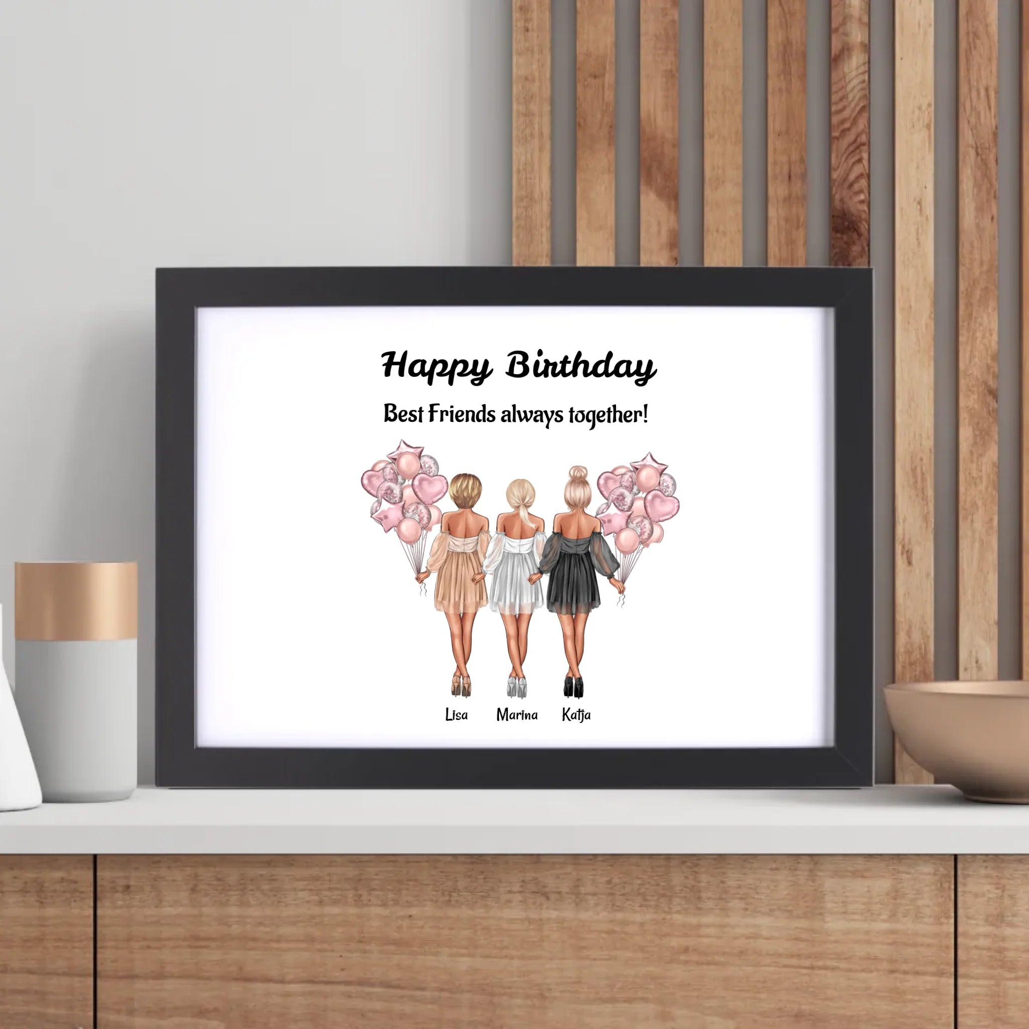 Geschenk Poster für 3 Freundinnen personalisiert - Cantty