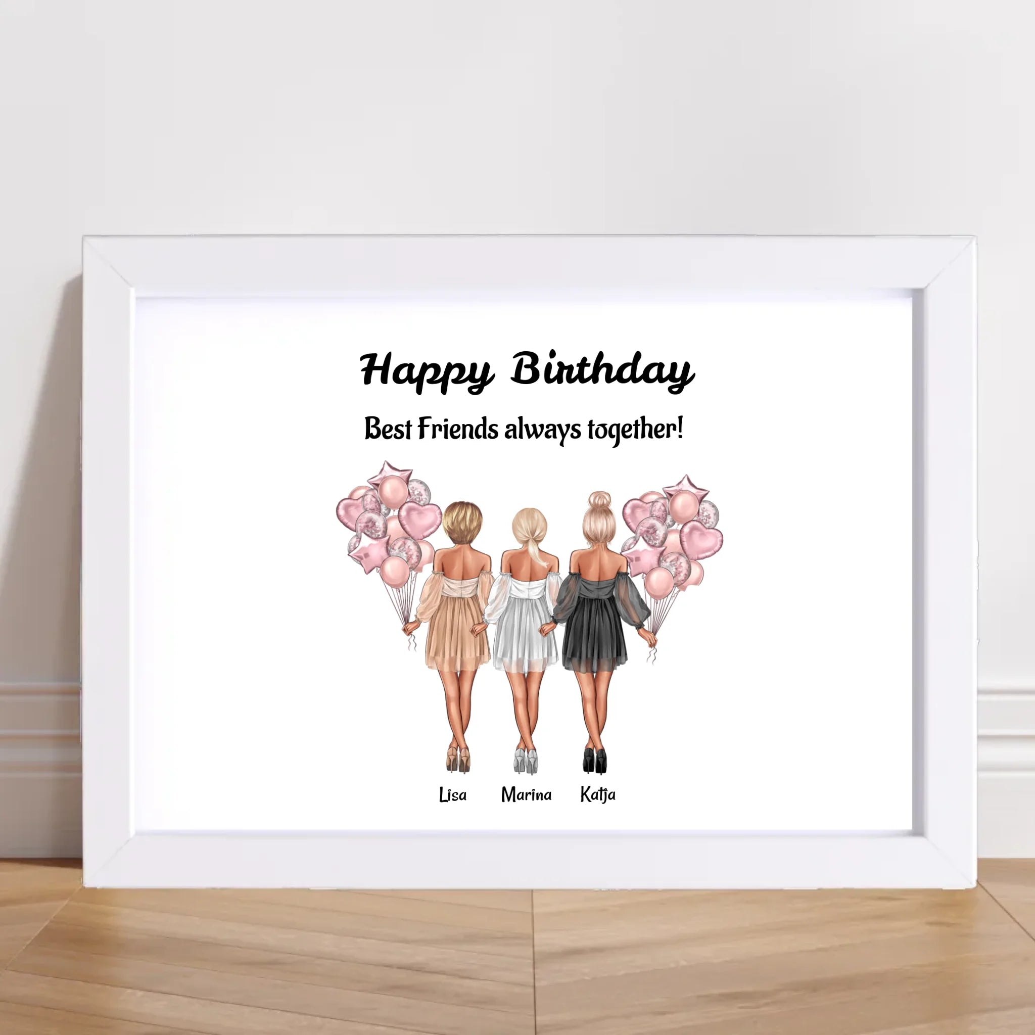 Geschenk Poster für 3 Freundinnen personalisiert - Cantty