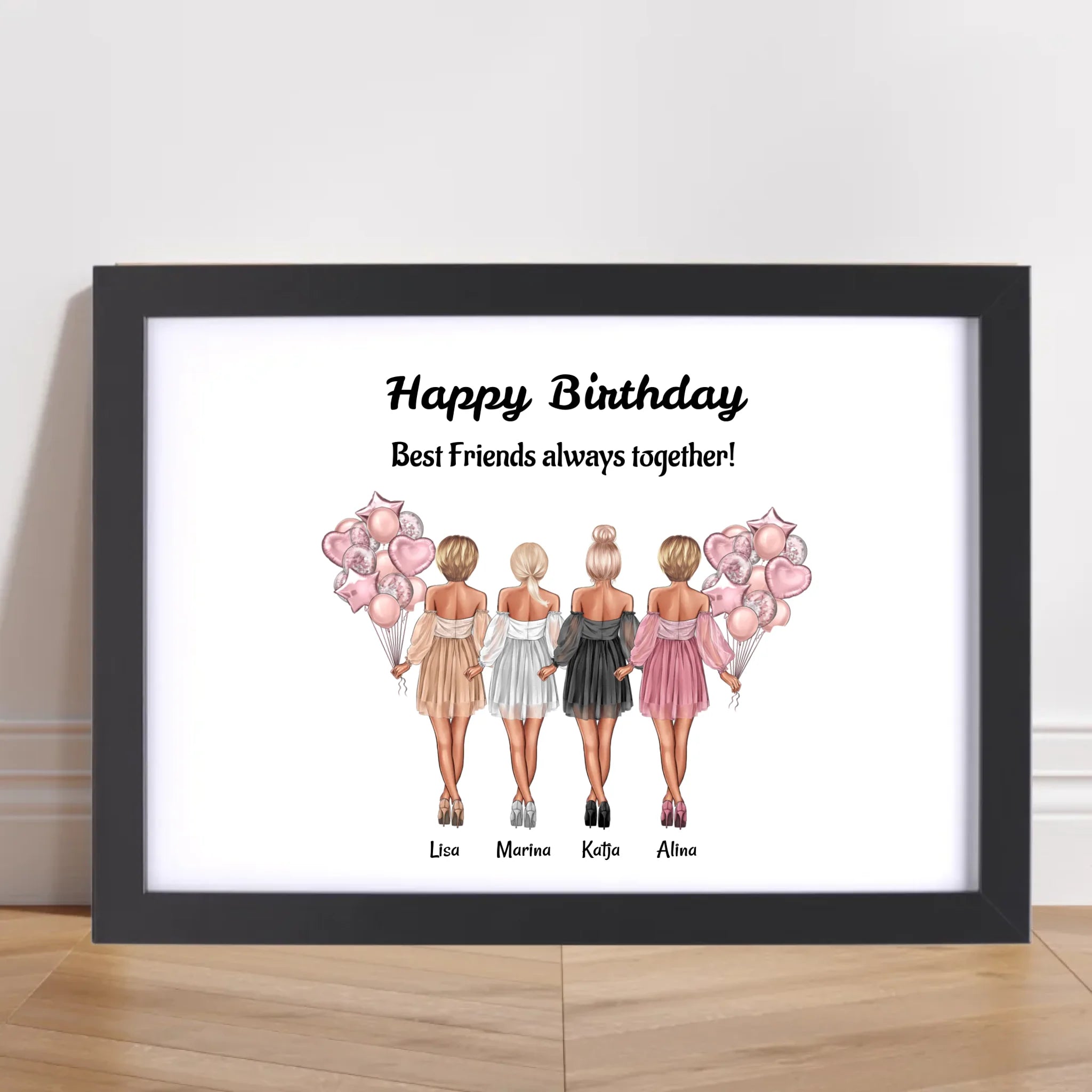 Geschenk Poster für 4 Freundinnen personalisiert - Cantty