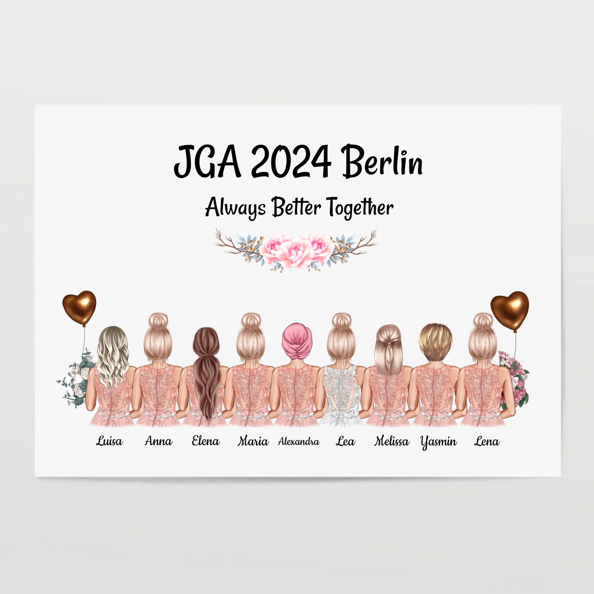 Brautjungfern Braut Junggesellinnanabschied 9 Personen Poster - Cantty