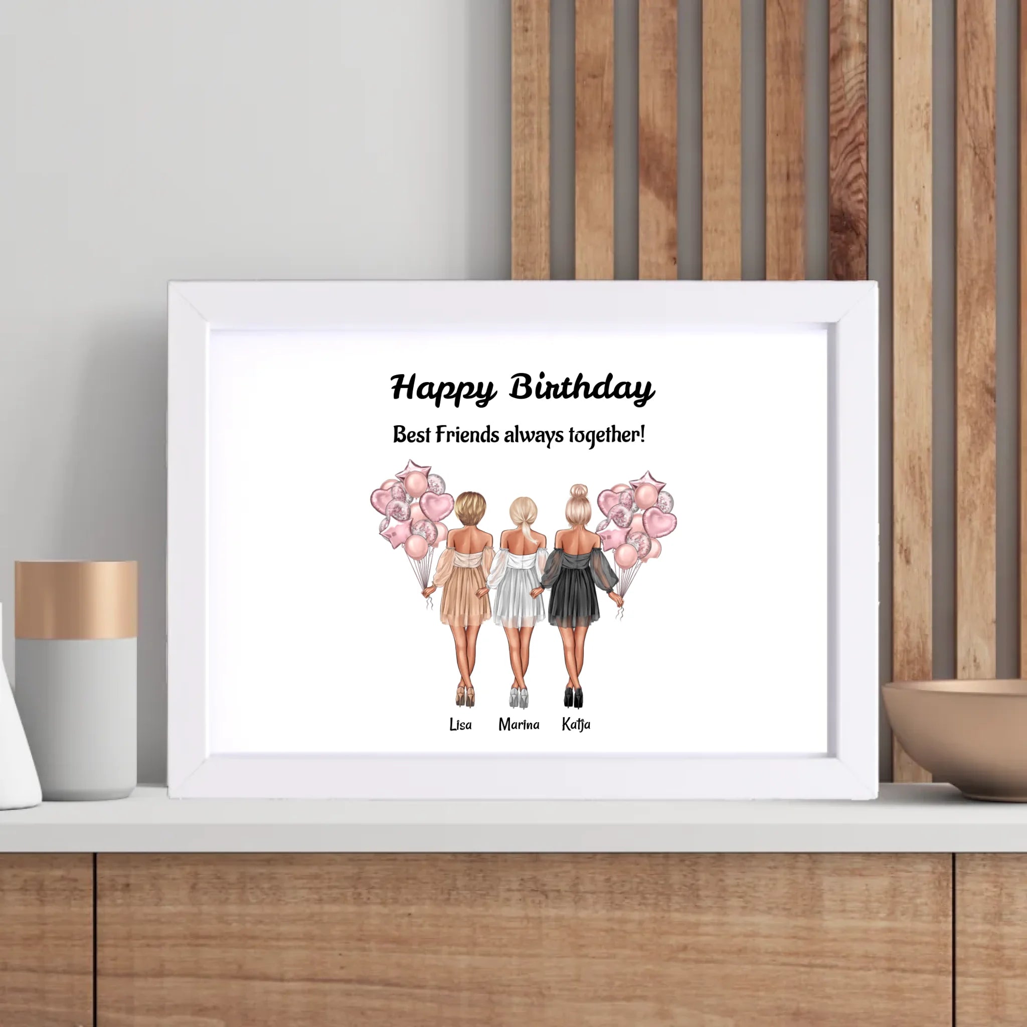 Geschenk Poster für 3 Freundinnen personalisiert - Cantty