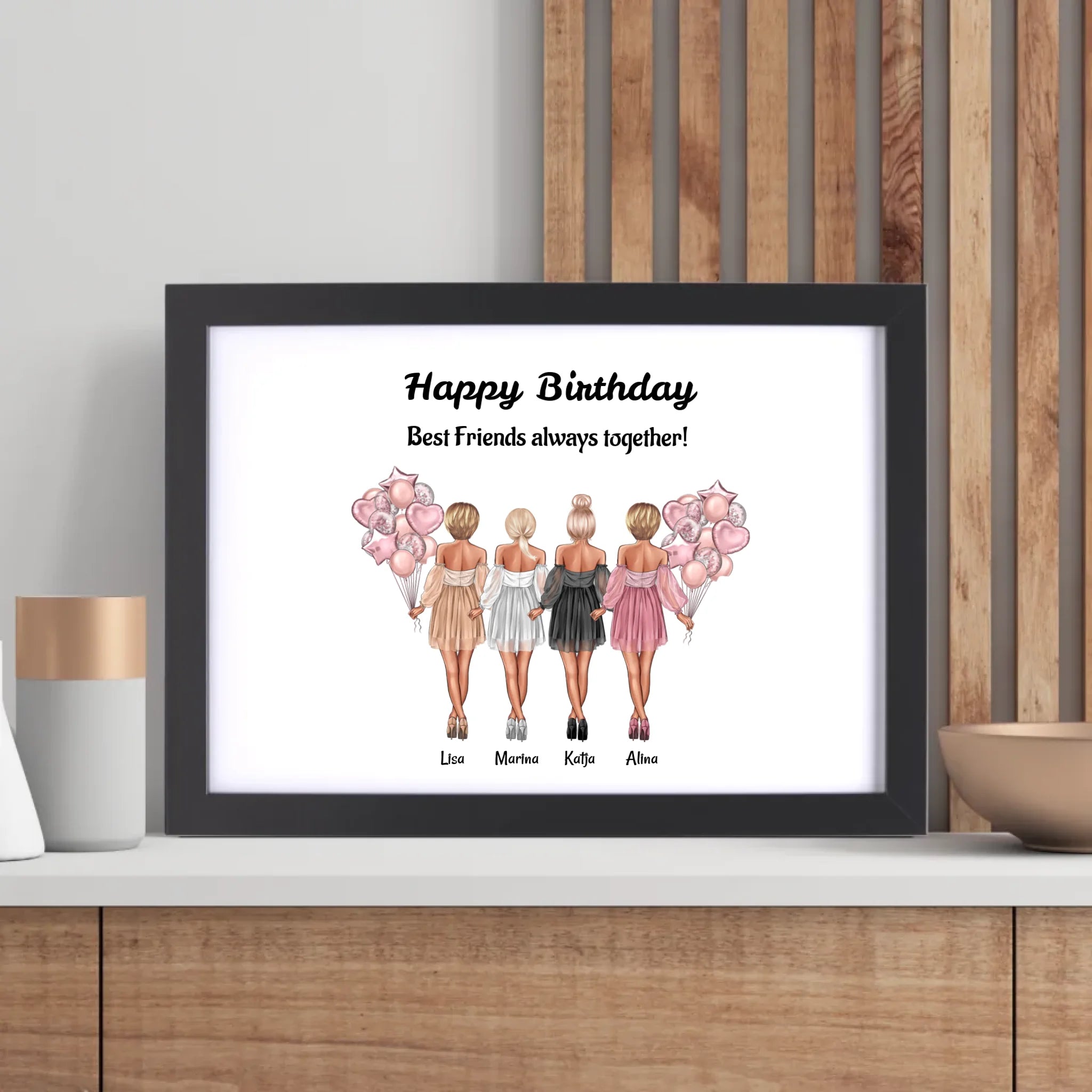 Geschenk Poster für 4 Freundinnen personalisiert - Cantty