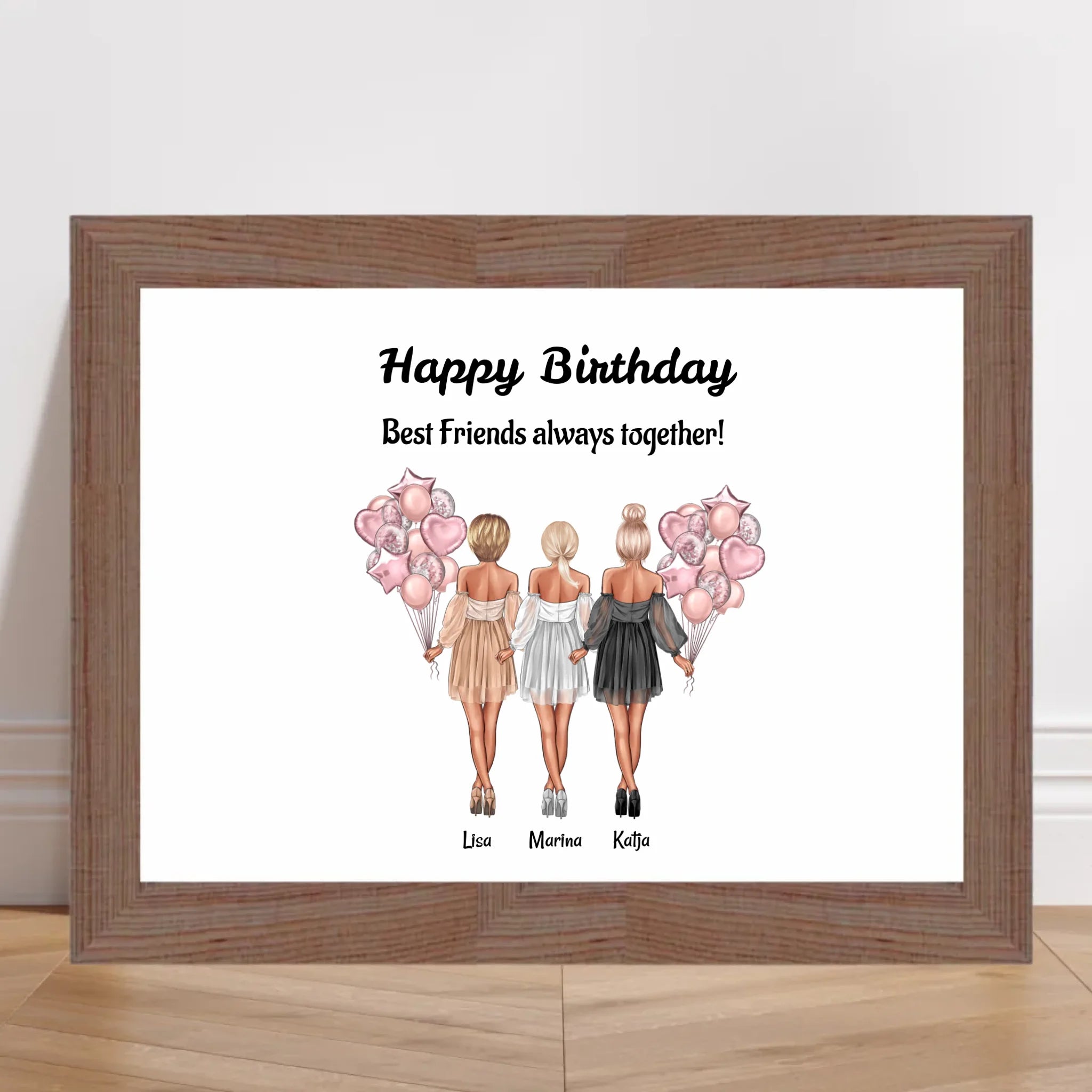 Geschenk Poster für 3 Freundinnen personalisiert - Cantty