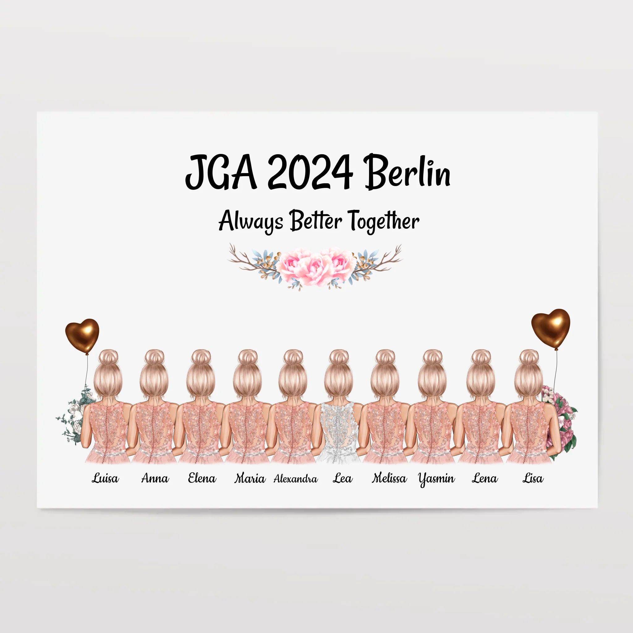 10 Freundinnen JGA Poster Geschenk personalisiert - Cantty