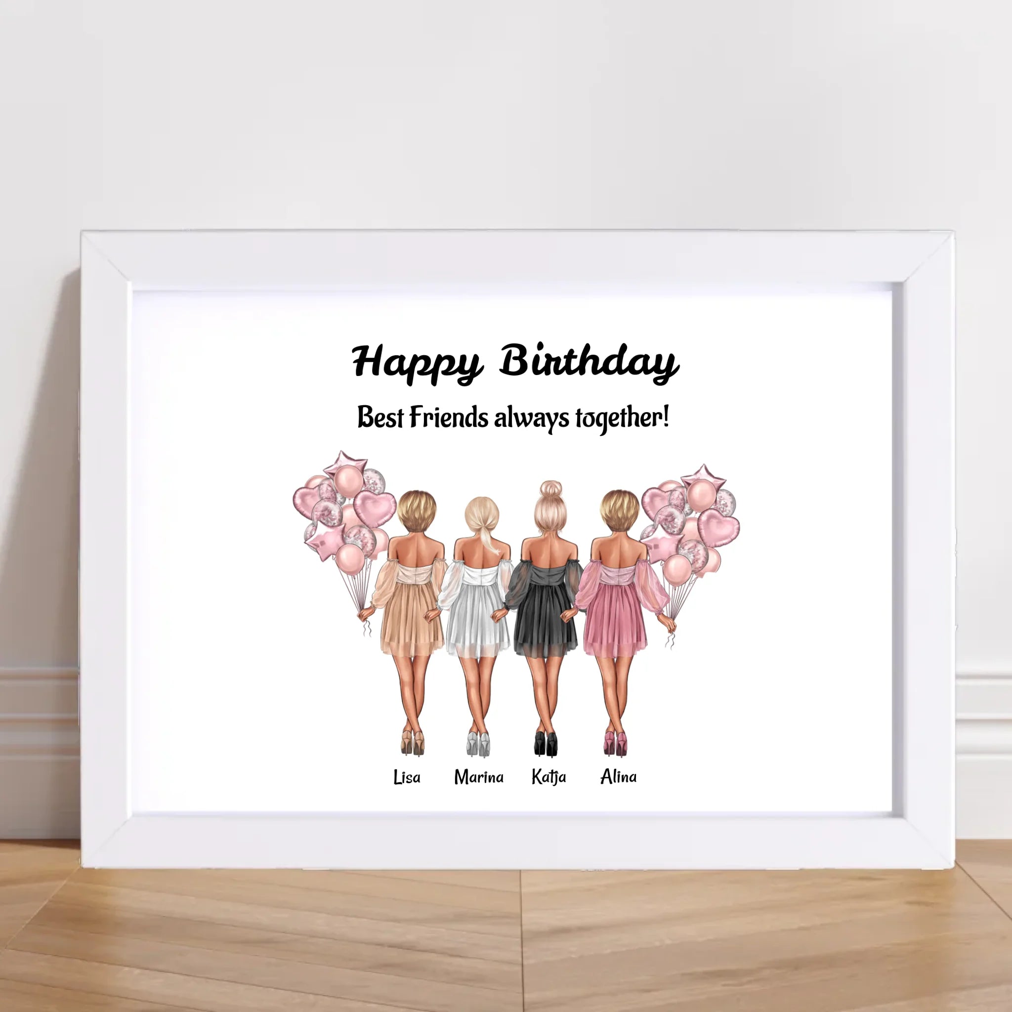 Geschenk Poster für 4 Freundinnen personalisiert - Cantty