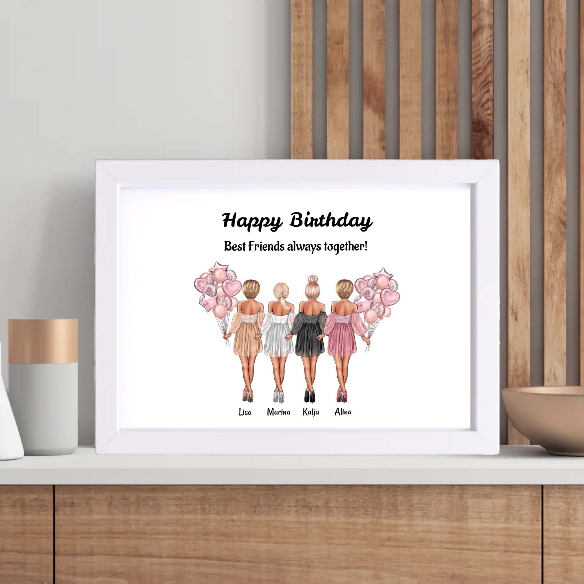 Geschenk Poster für 4 Freundinnen personalisiert - Cantty