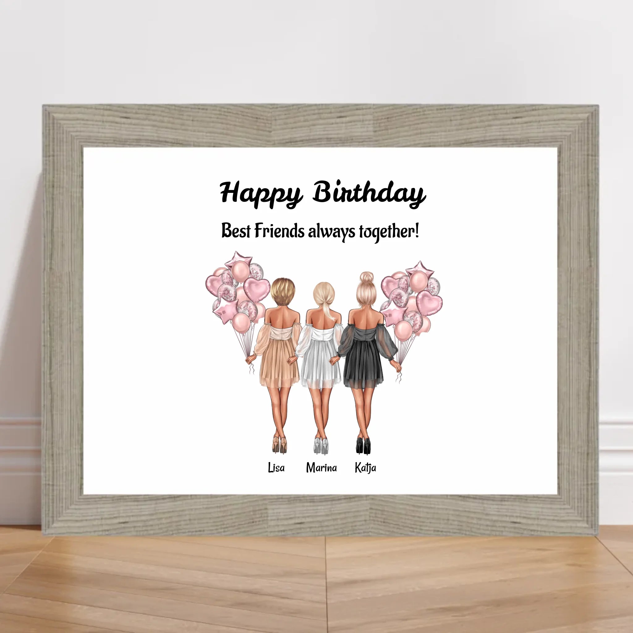 Geschenk Poster für 3 Freundinnen personalisiert - Cantty