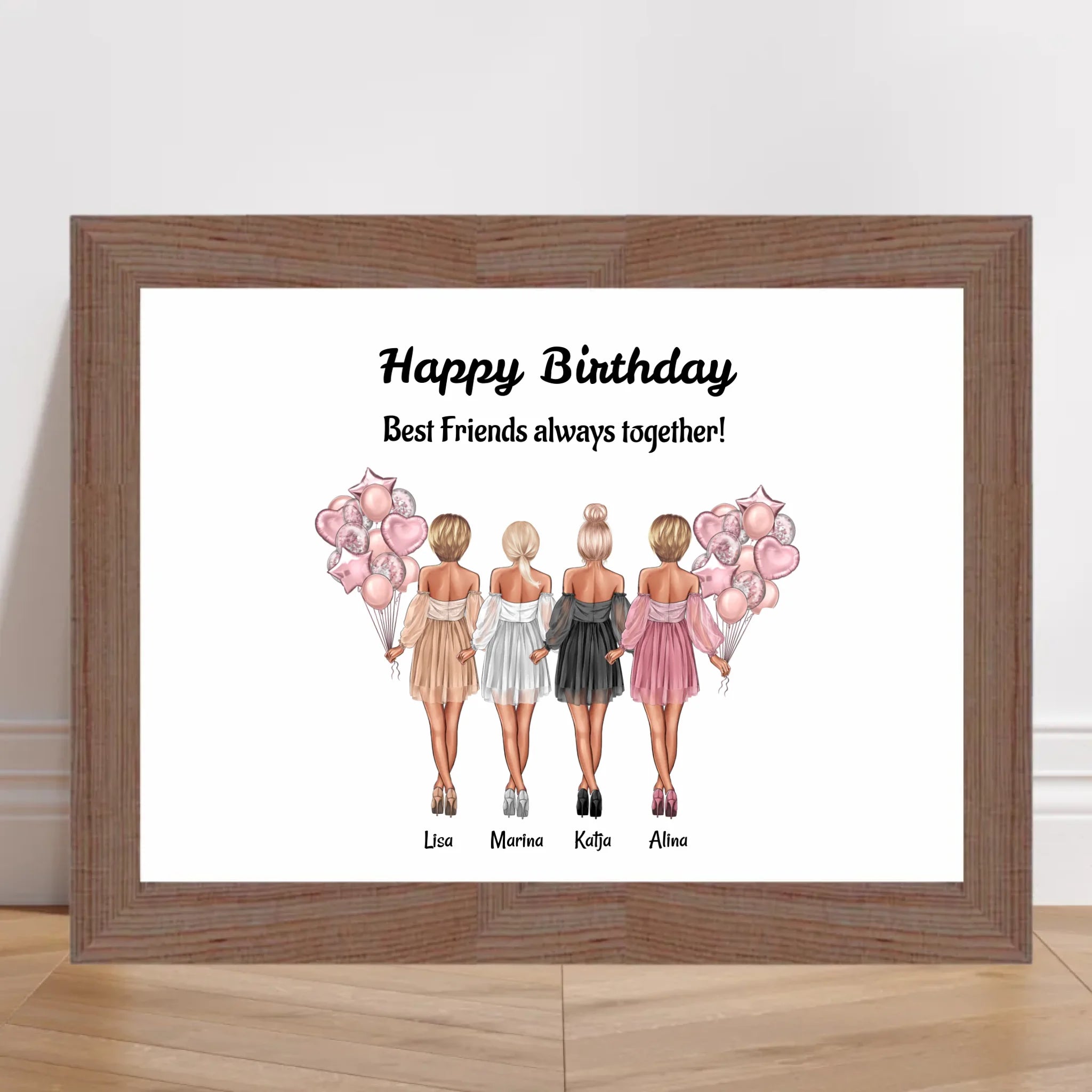 Geschenk Poster für 4 Freundinnen personalisiert - Cantty