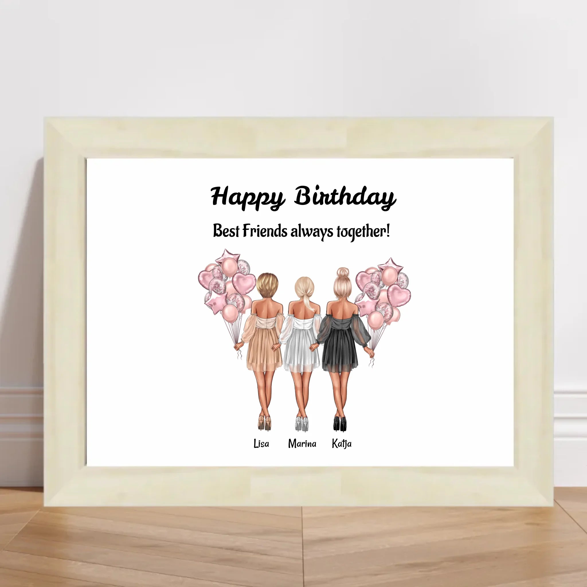 Geschenk Poster für 3 Freundinnen personalisiert - Cantty