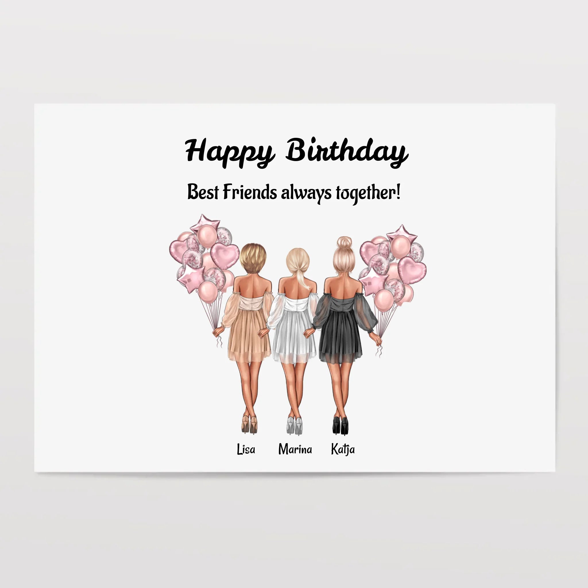 Geschenk Poster für 3 Freundinnen personalisiert - Cantty
