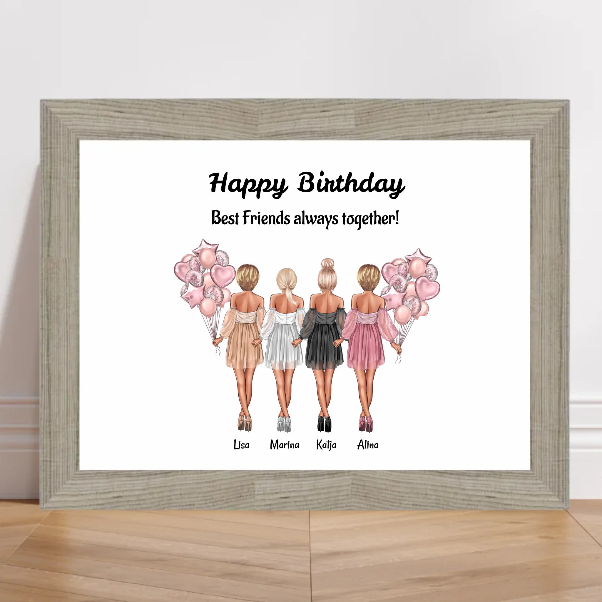 Geschenk Poster für 4 Freundinnen personalisiert - Cantty