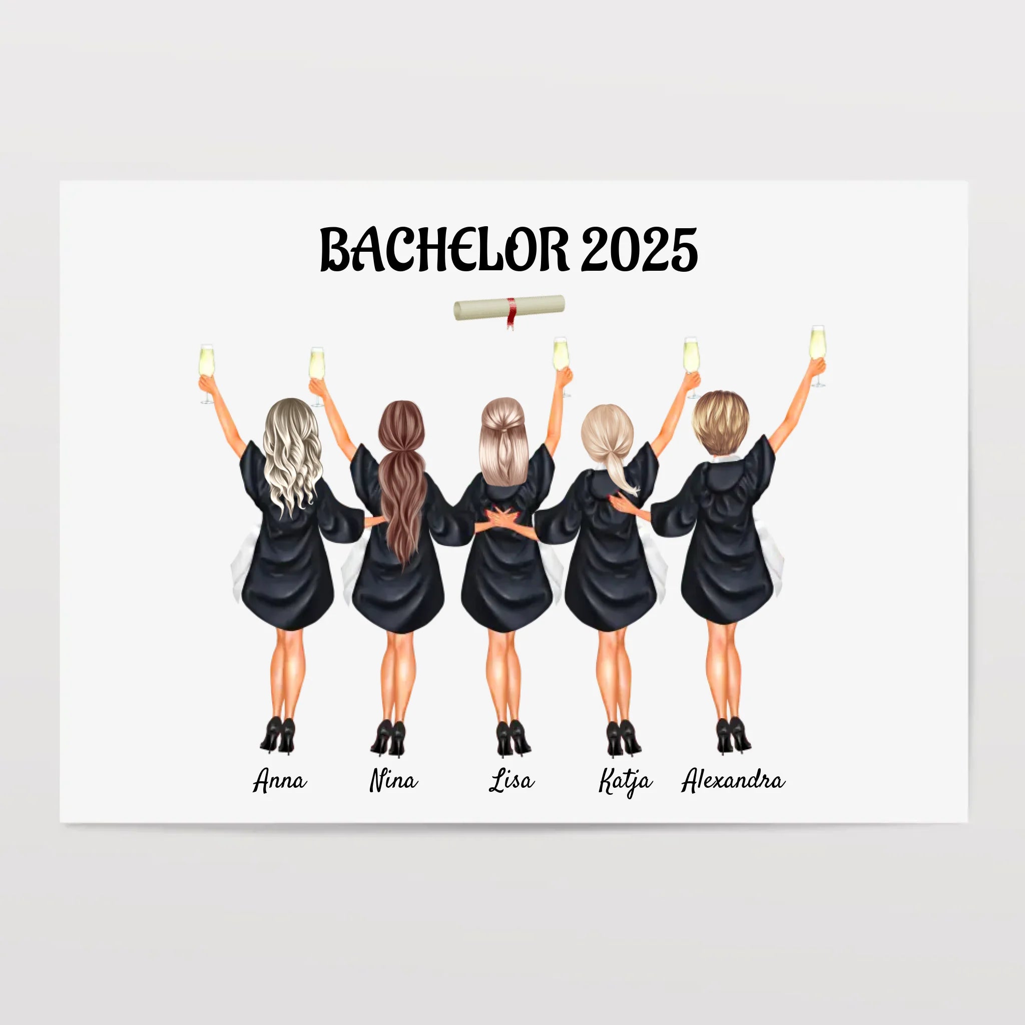 Freundinnen Bild Bachelor & Master Abschlussgeschenk - Cantty