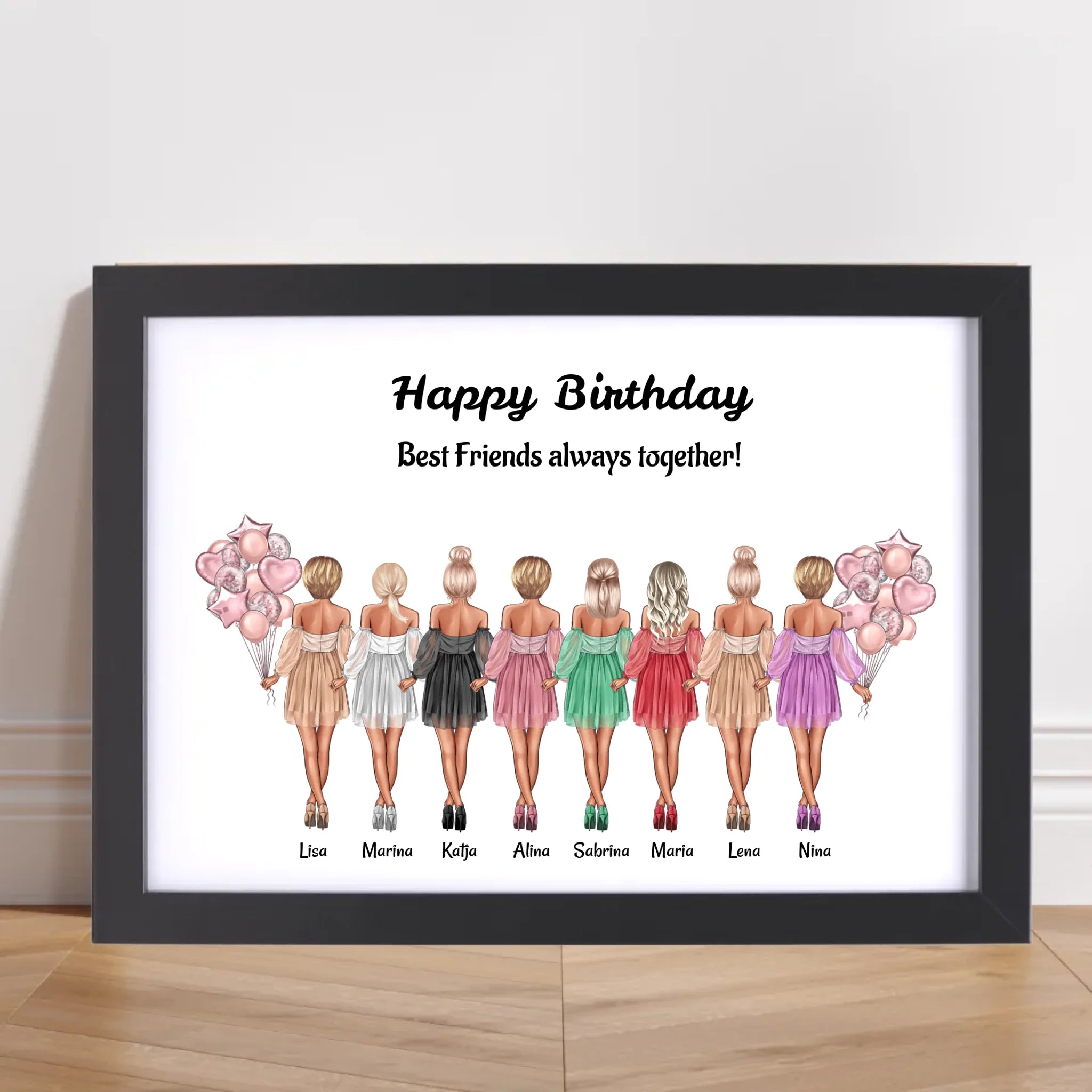 Geschenk 8 Freundinnen Bild personalisiert - Cantty