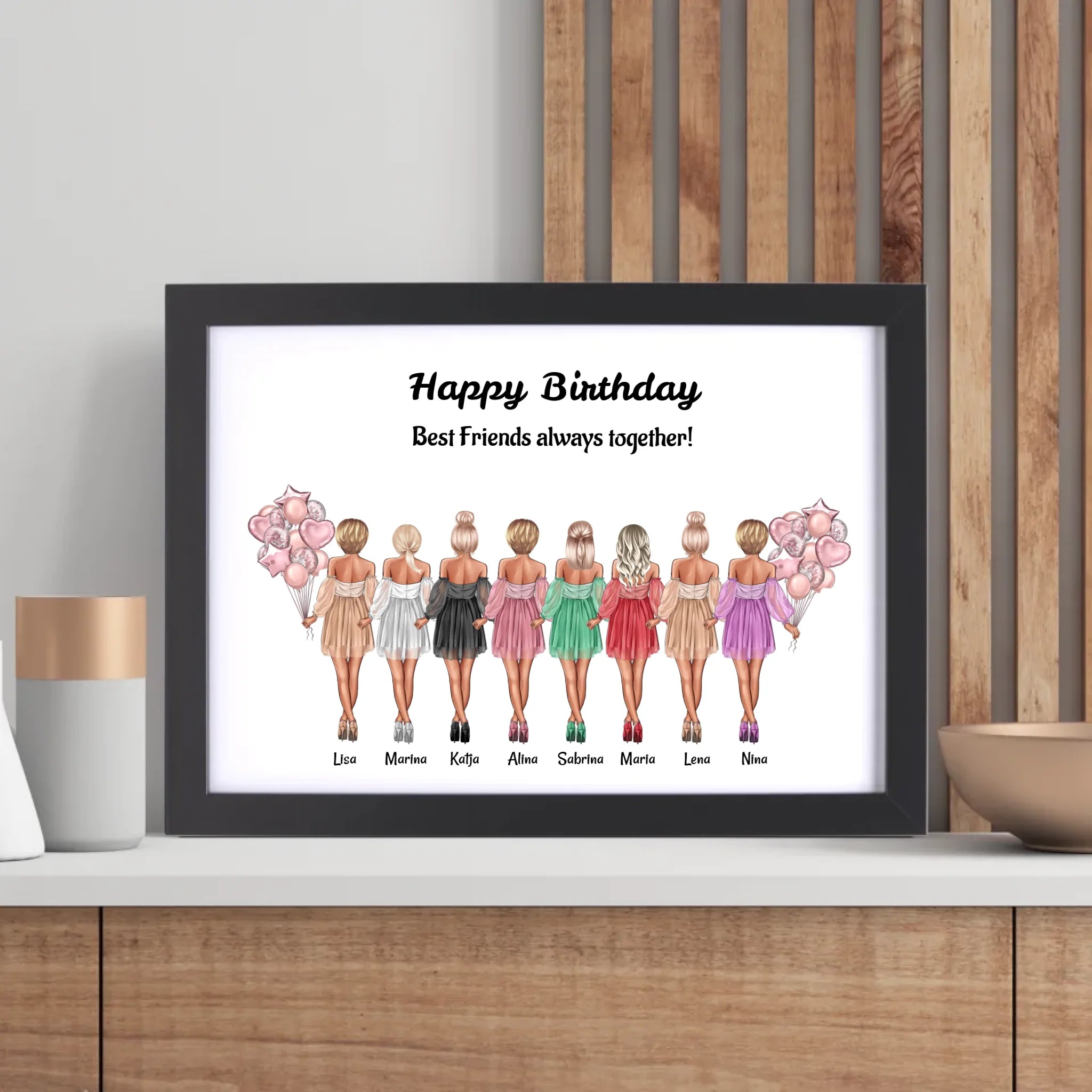 Geschenk 8 Freundinnen Bild personalisiert - Cantty