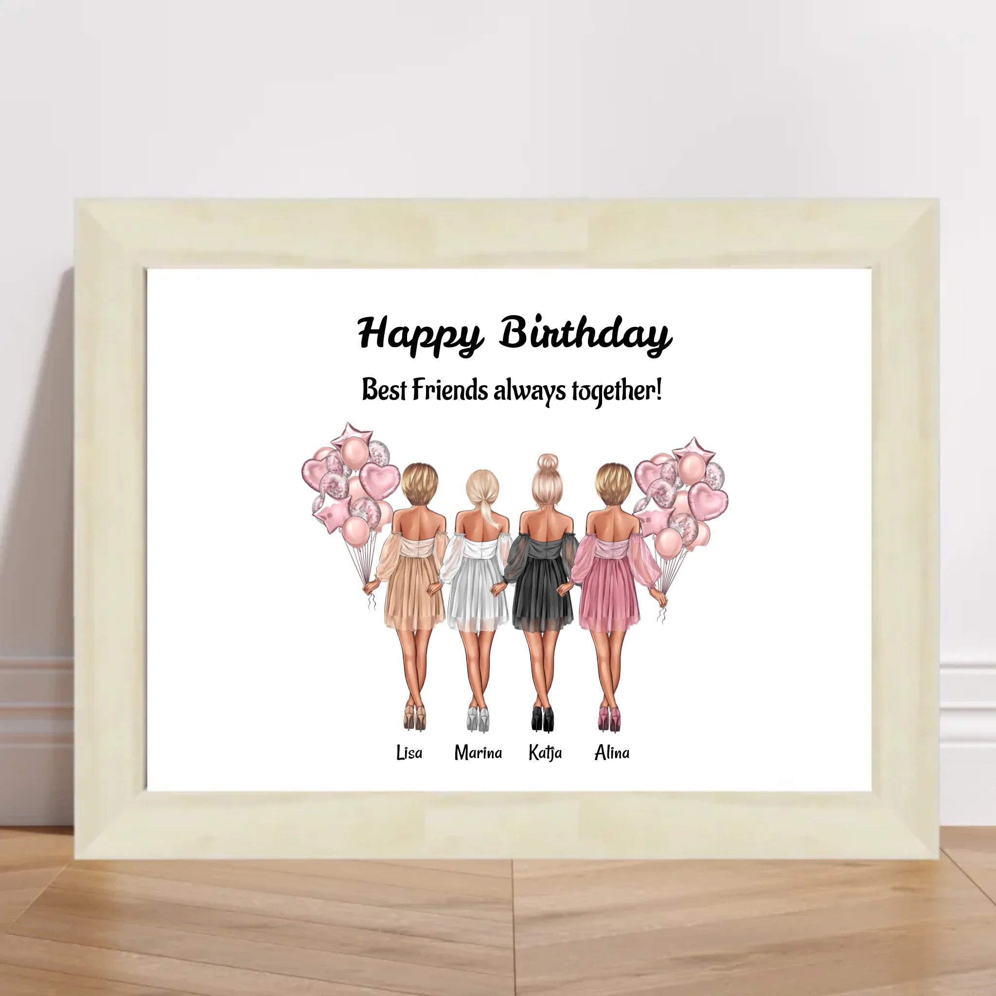 Geschenk Poster für 4 Freundinnen personalisiert - Cantty