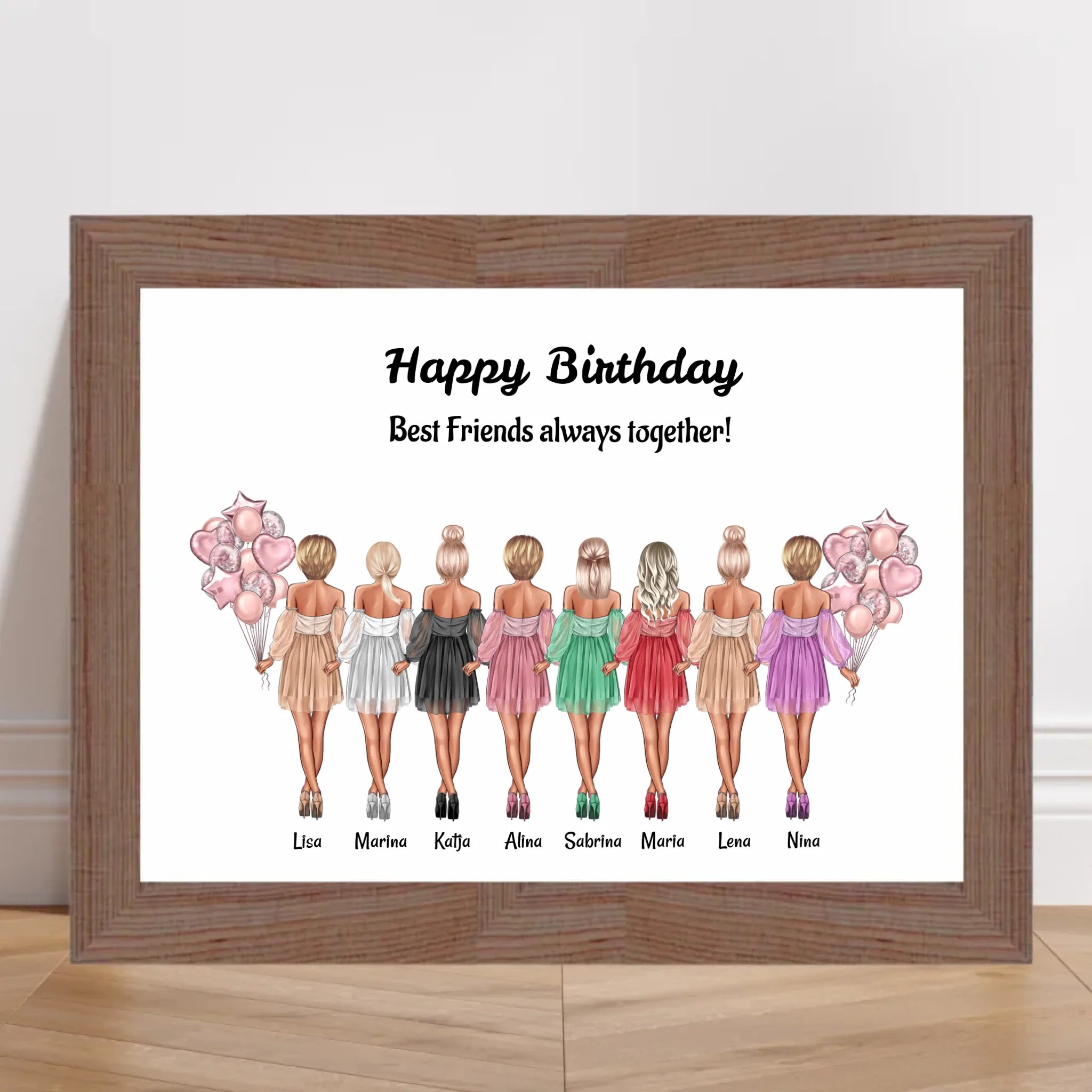 Geschenk 8 Freundinnen Bild personalisiert - Cantty
