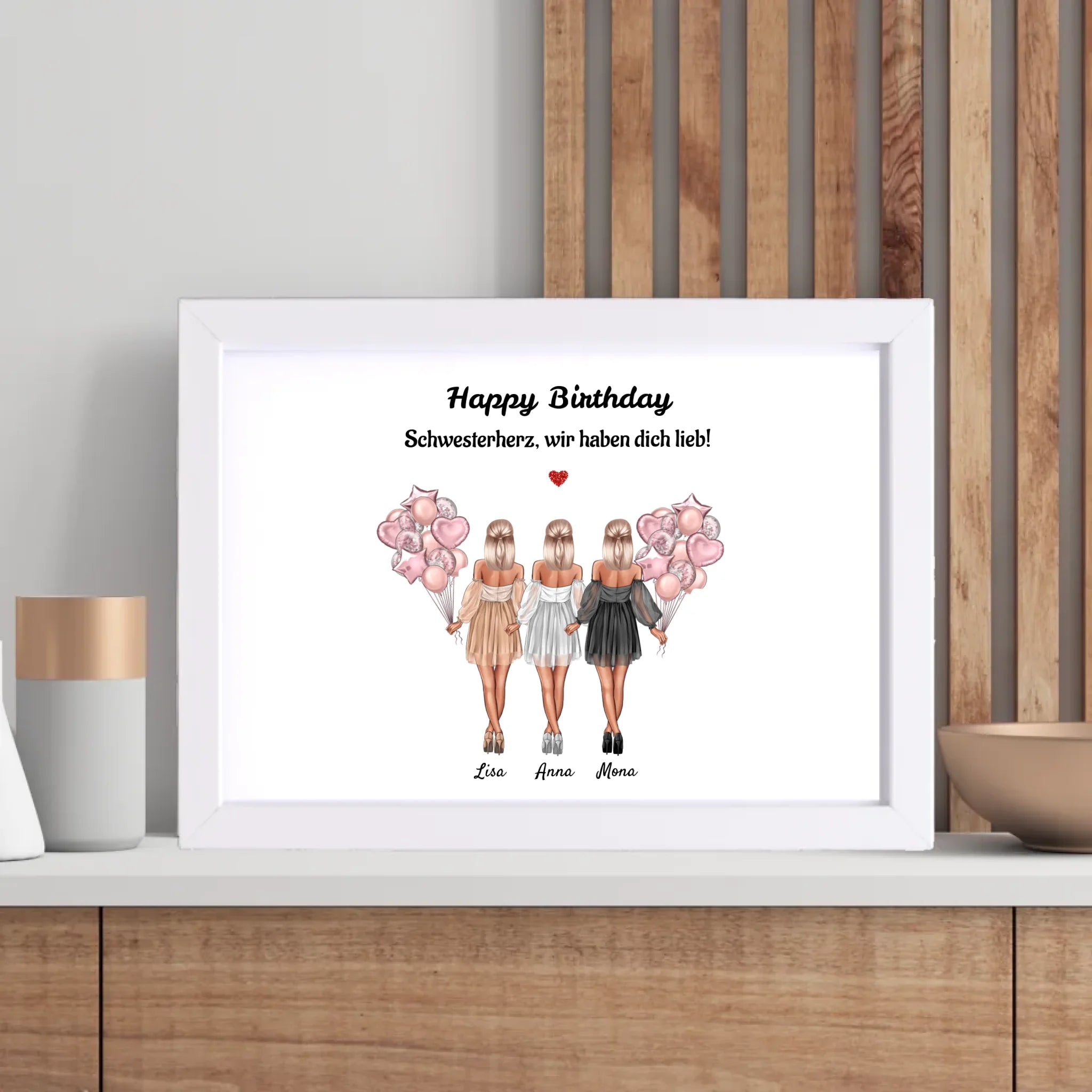 Geschenk Bild 3 Schwestern personalisiert - Cantty