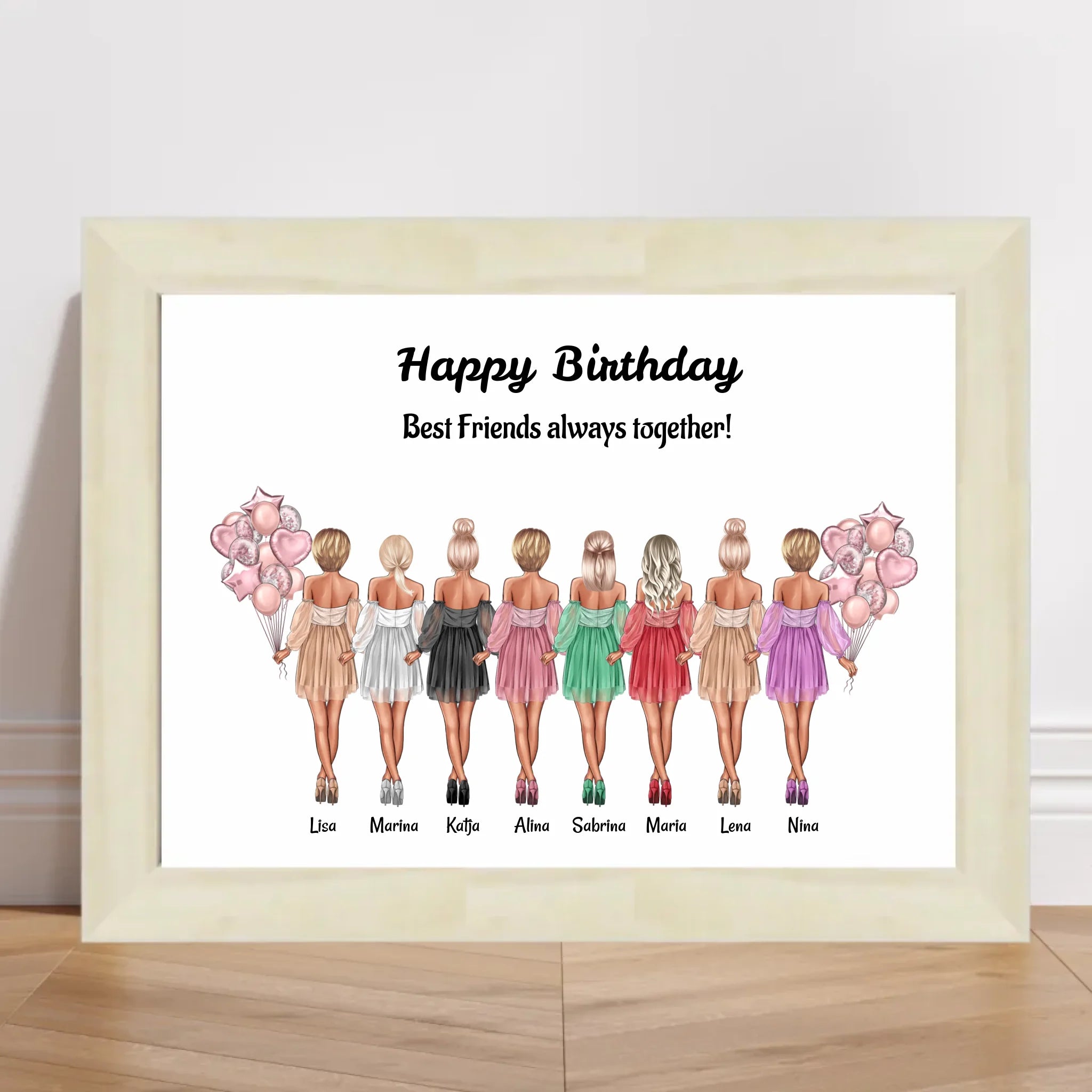 Geschenk 8 Freundinnen Bild personalisiert - Cantty