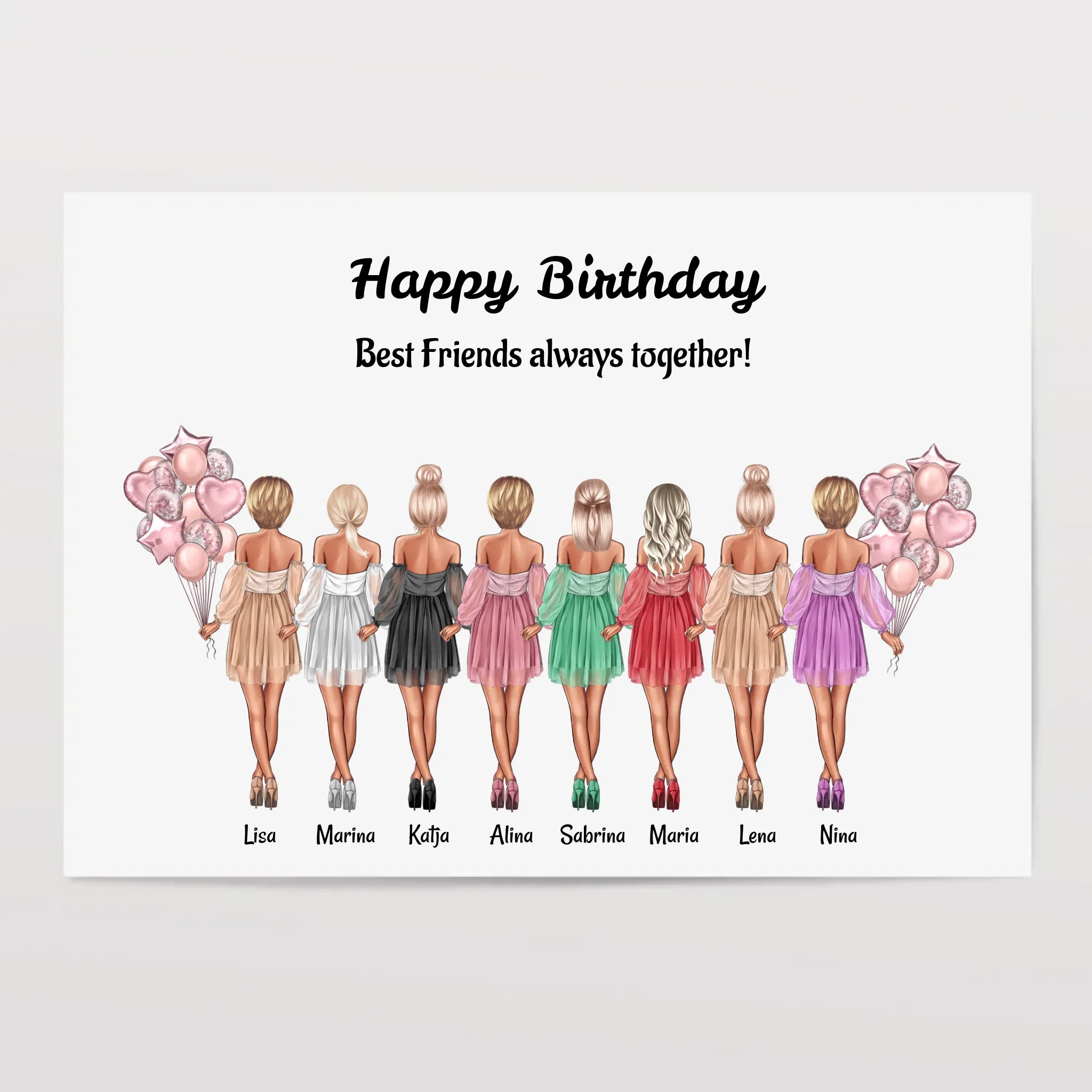 Geschenk 8 Freundinnen Bild personalisiert - Cantty