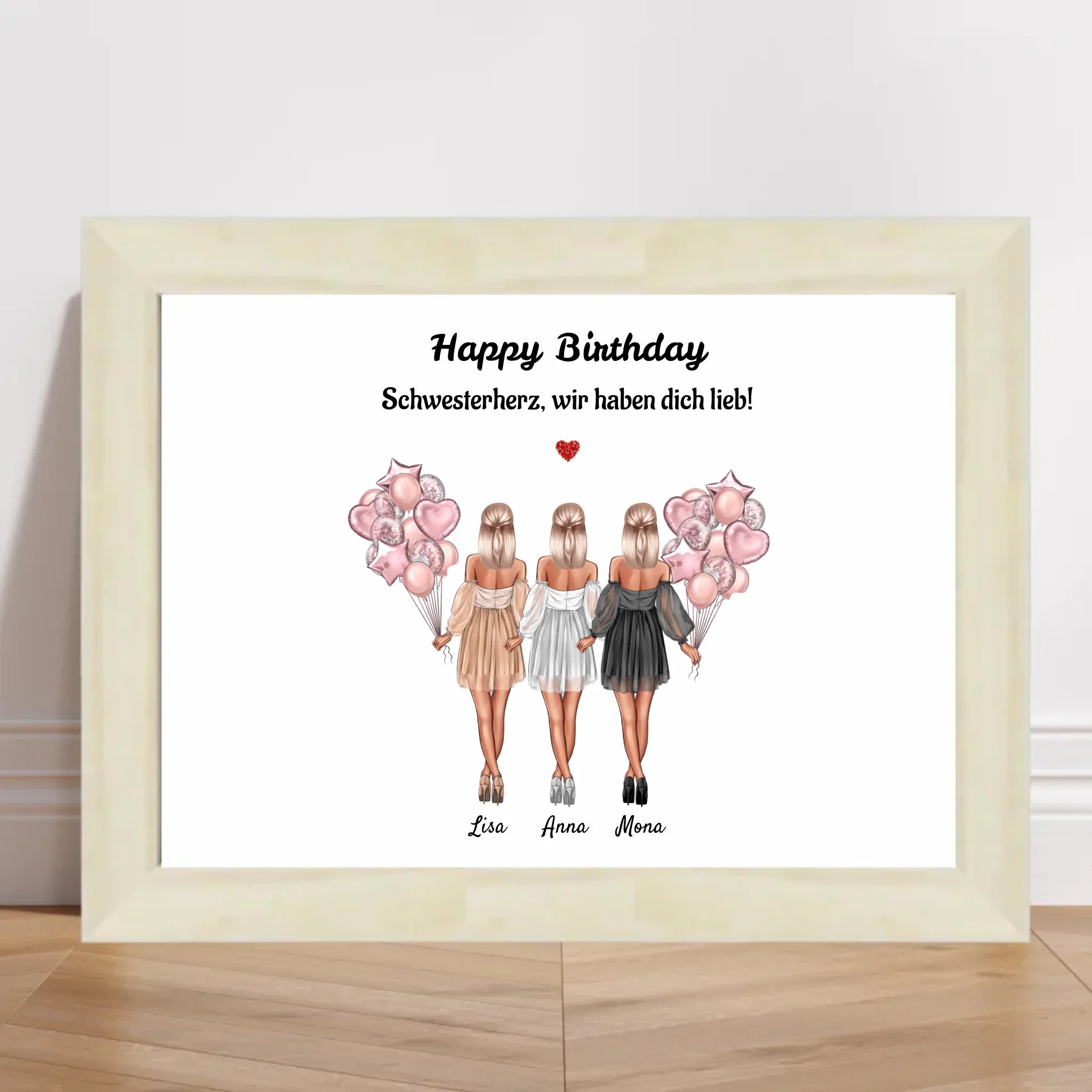 Geschenk Bild 3 Schwestern personalisiert - Cantty