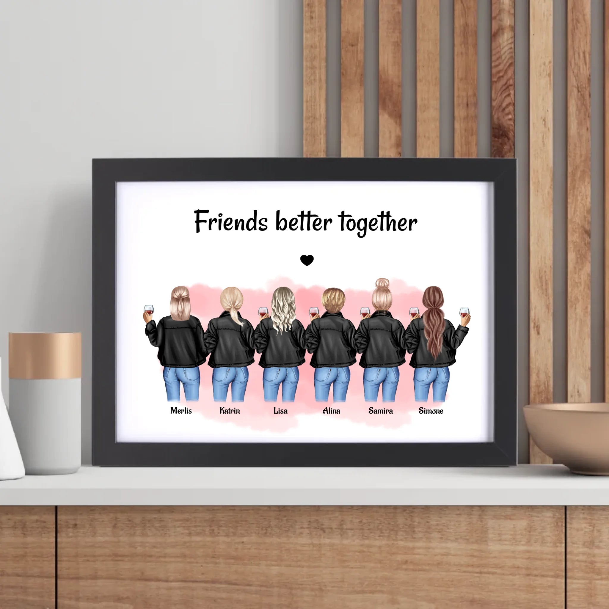 6 Freundinnen Geburtstag Poster personalisiert - Cantty