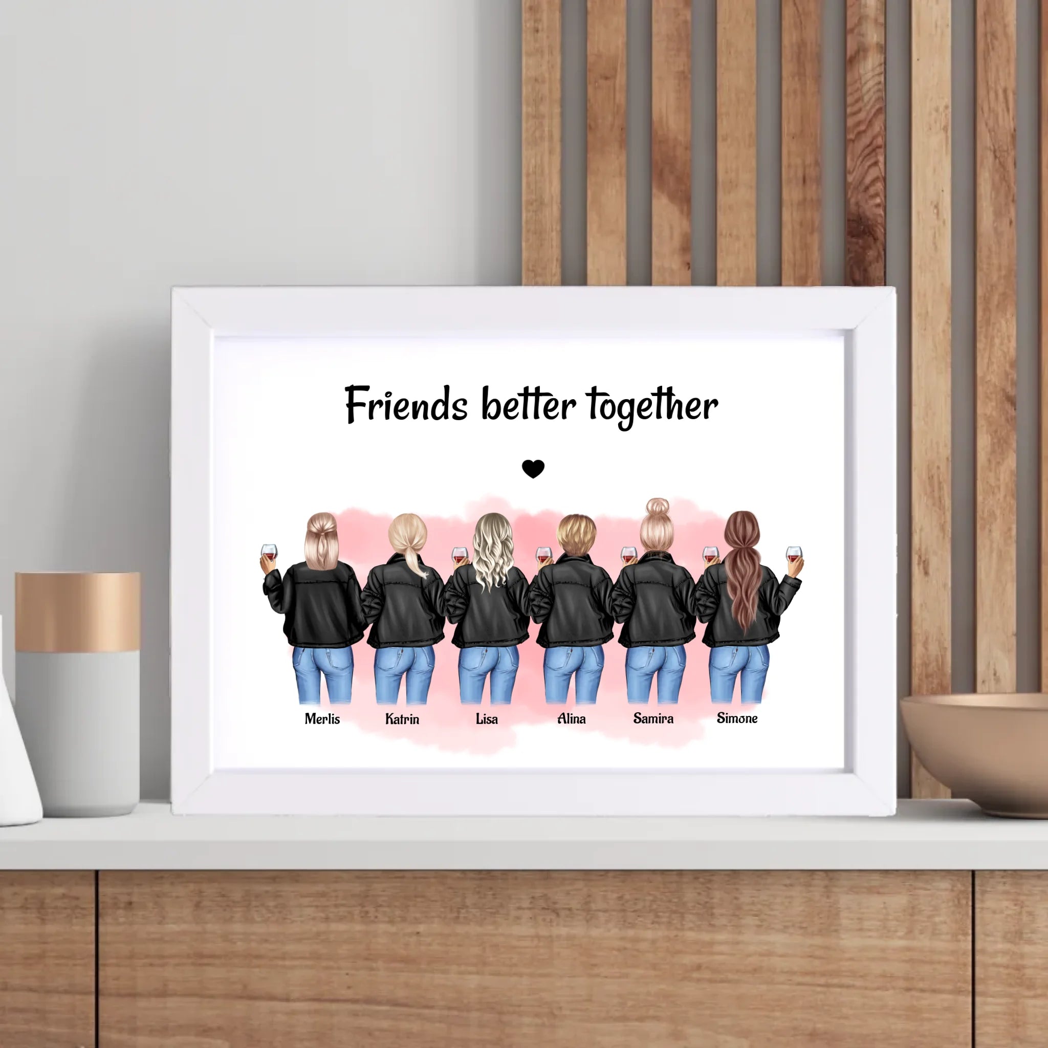 6 Freundinnen Geburtstag Poster personalisiert - Cantty