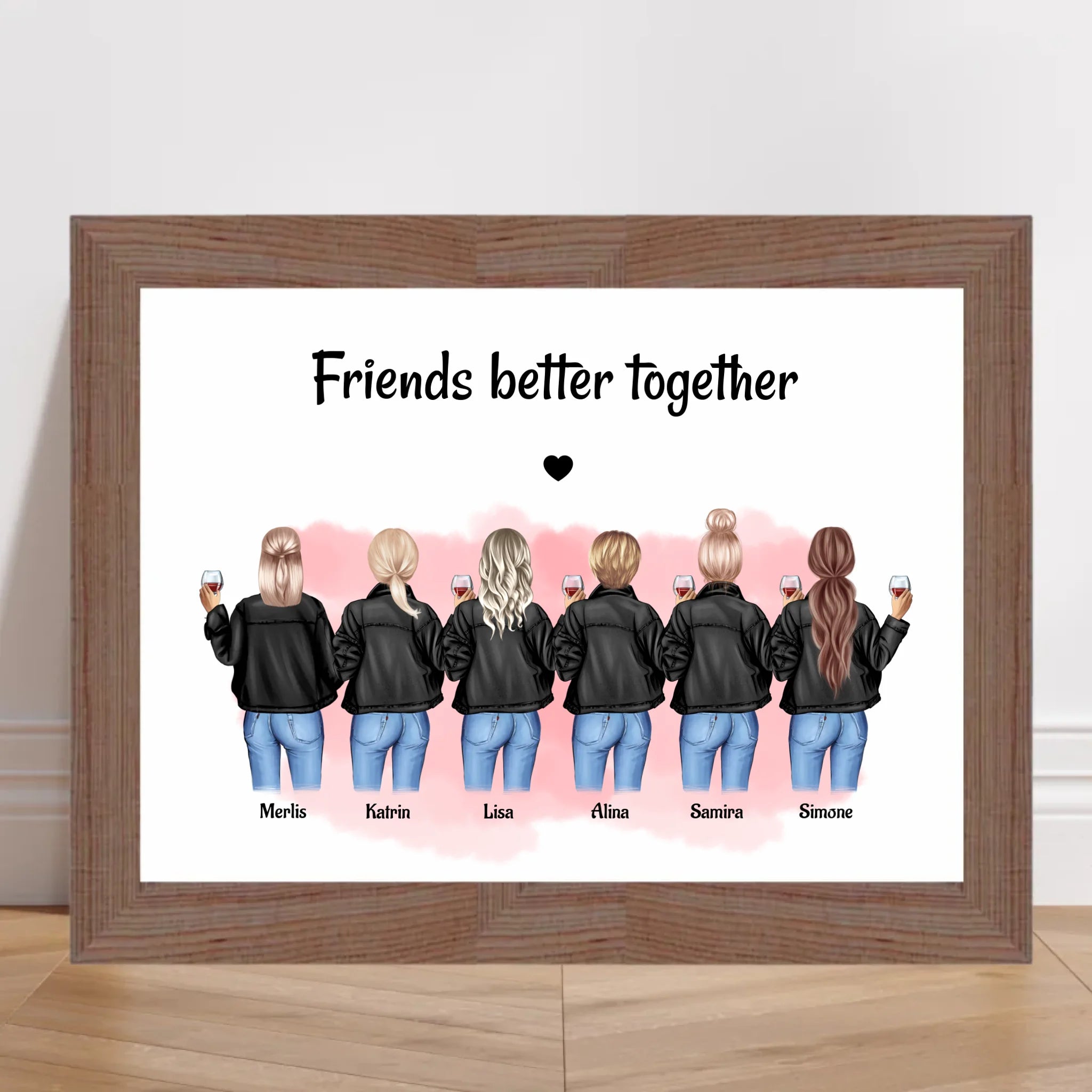 6 Freundinnen Geburtstag Poster personalisiert - Cantty